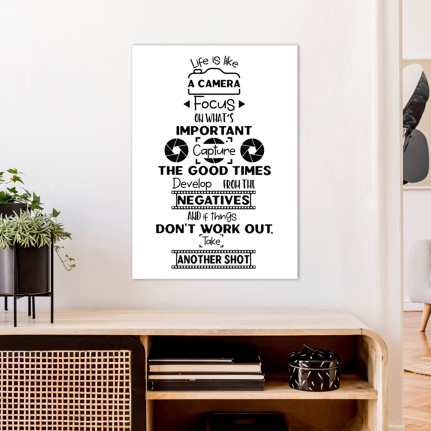Life Is Like A Camera Art Print by Pixy Paper A1 Black Frame