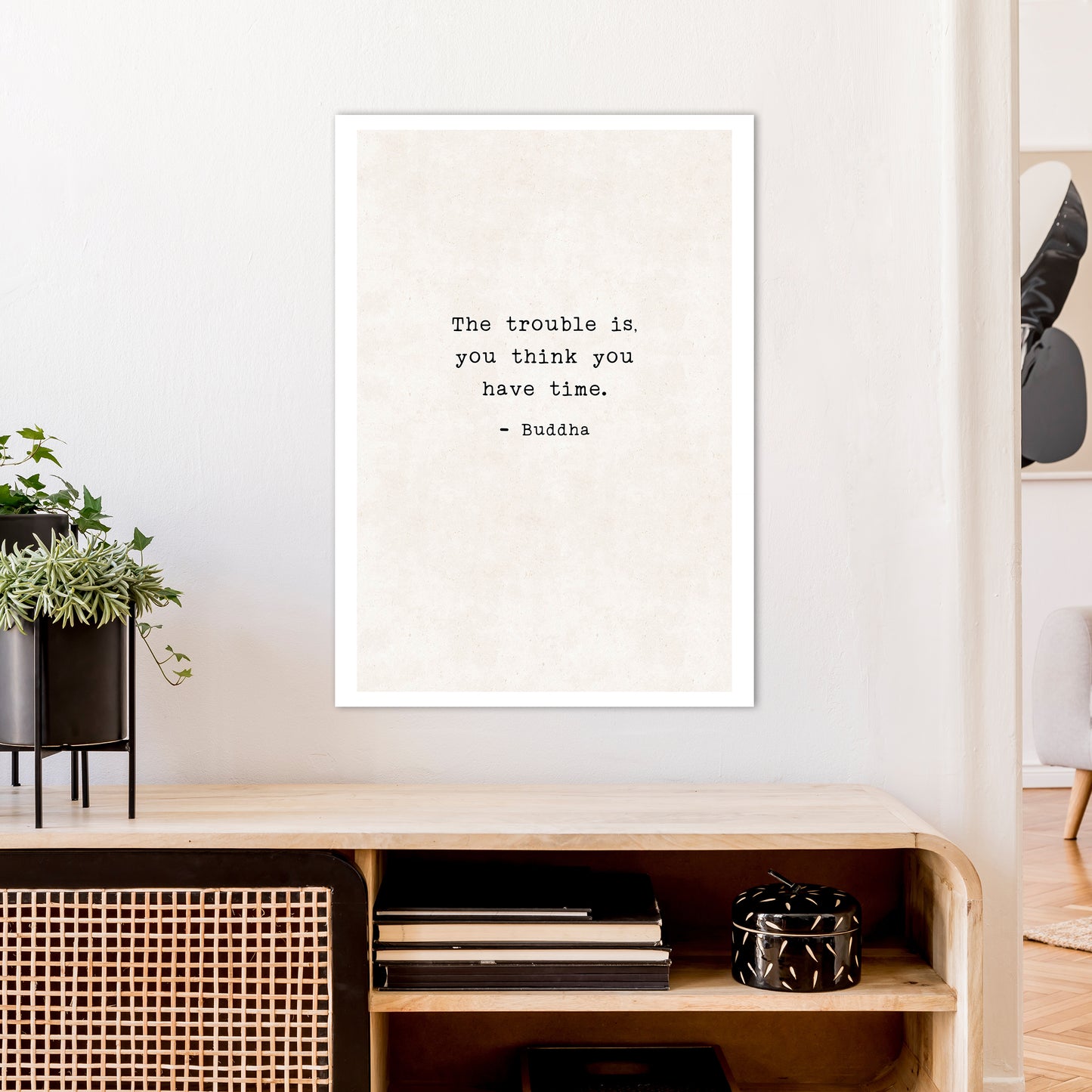 Trouble Is - Buddha Art Print by Pixy Paper A1 Black Frame