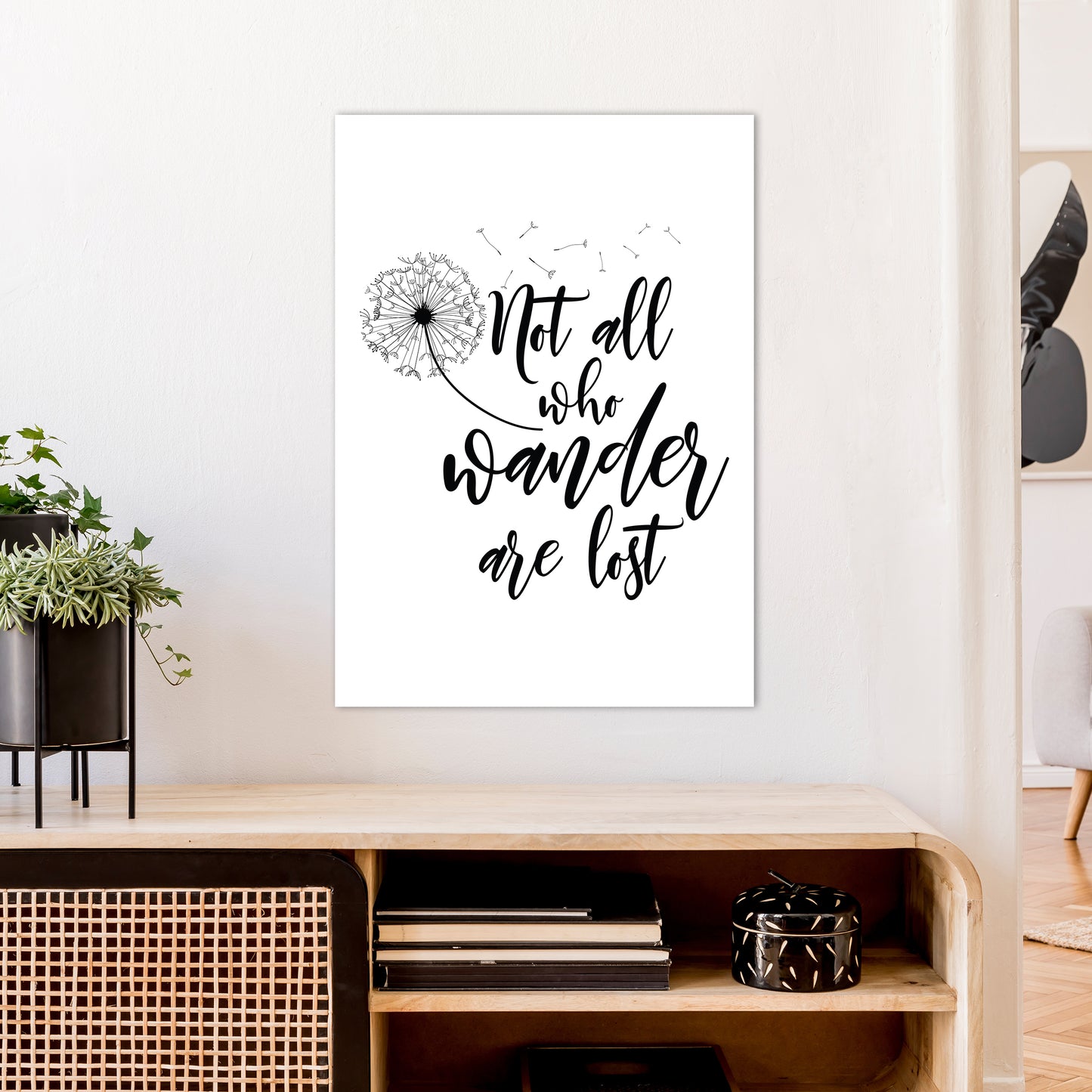 Not All Who Wander Art Print by Pixy Paper A1 Black Frame