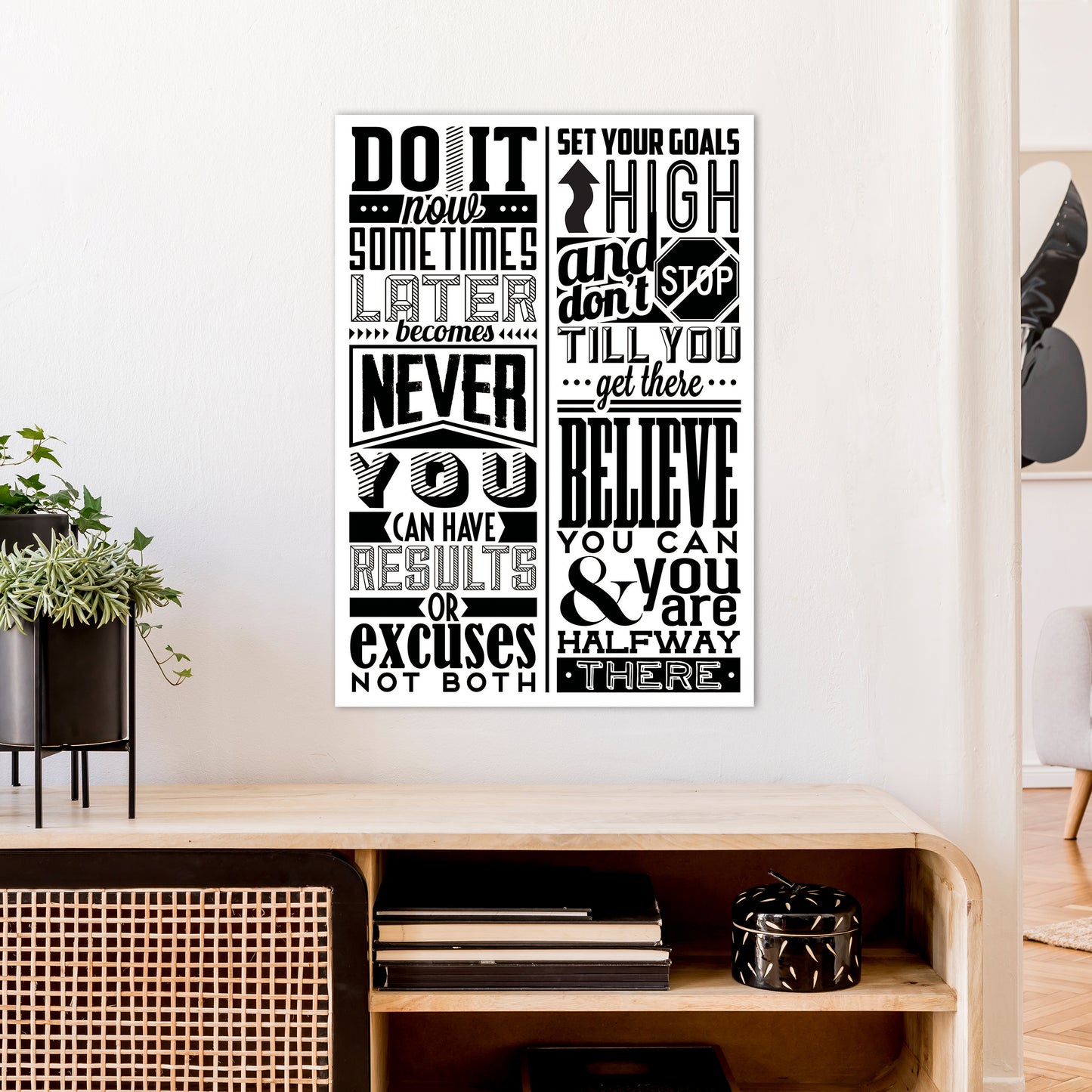 Do It Now Vintage Art Print by Pixy Paper A1 Black Frame