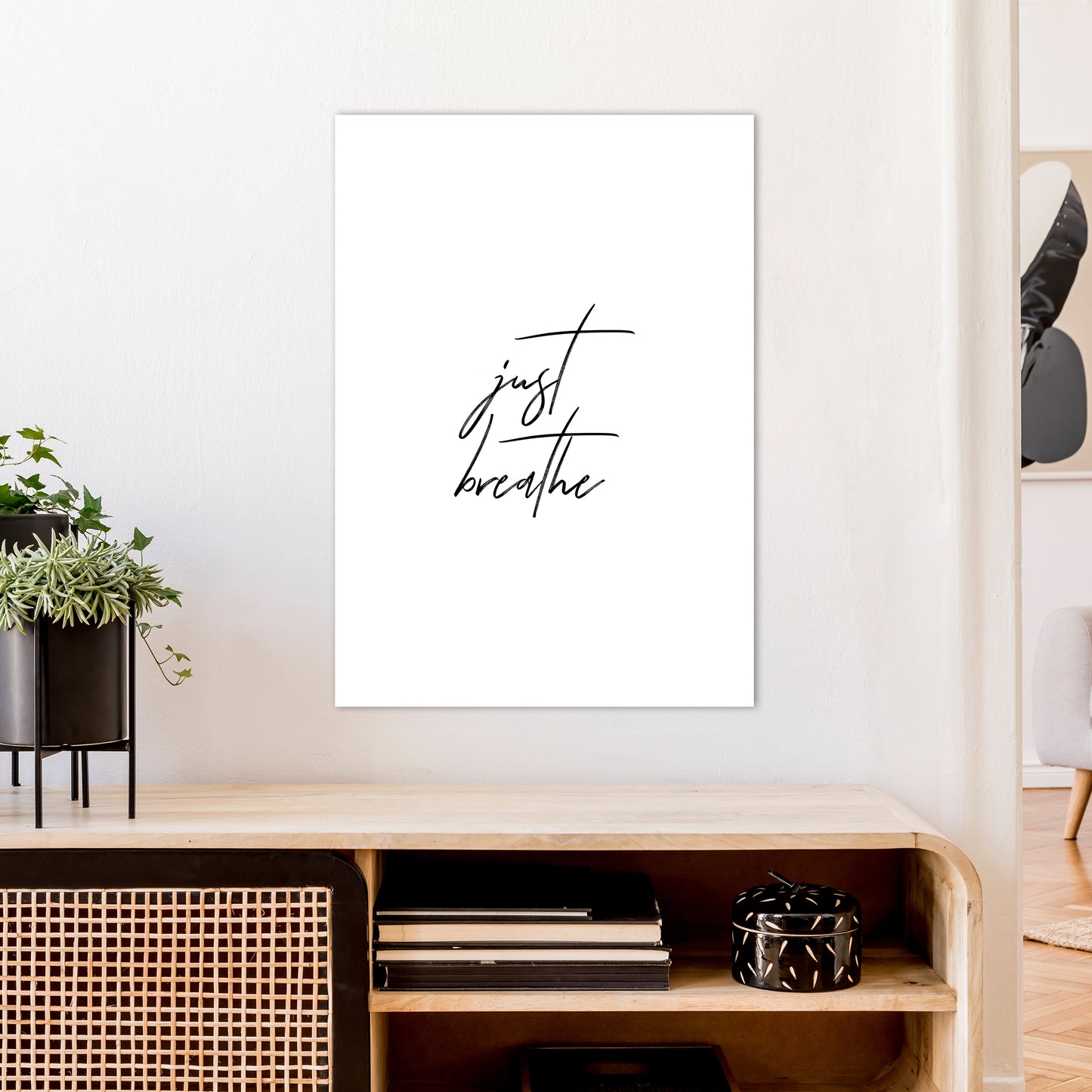 Just Breathe Art Print by Pixy Paper A1 Black Frame