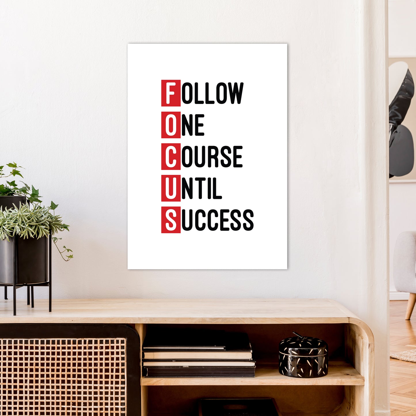 Focus Red Art Print by Pixy Paper A1 Black Frame