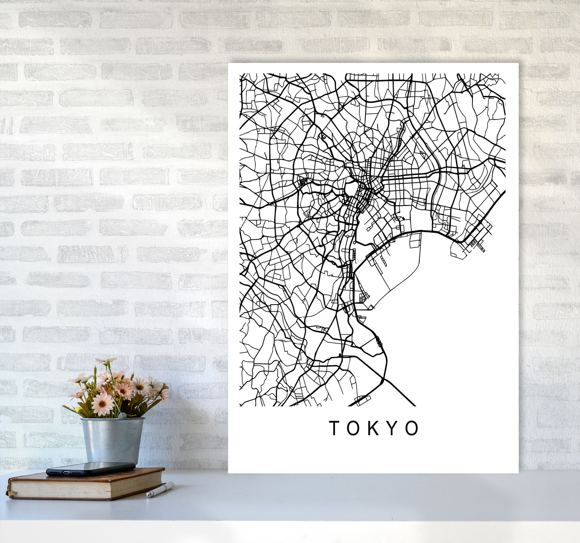 Tokyo Map Art Print by Pixy Paper A1 Black Frame