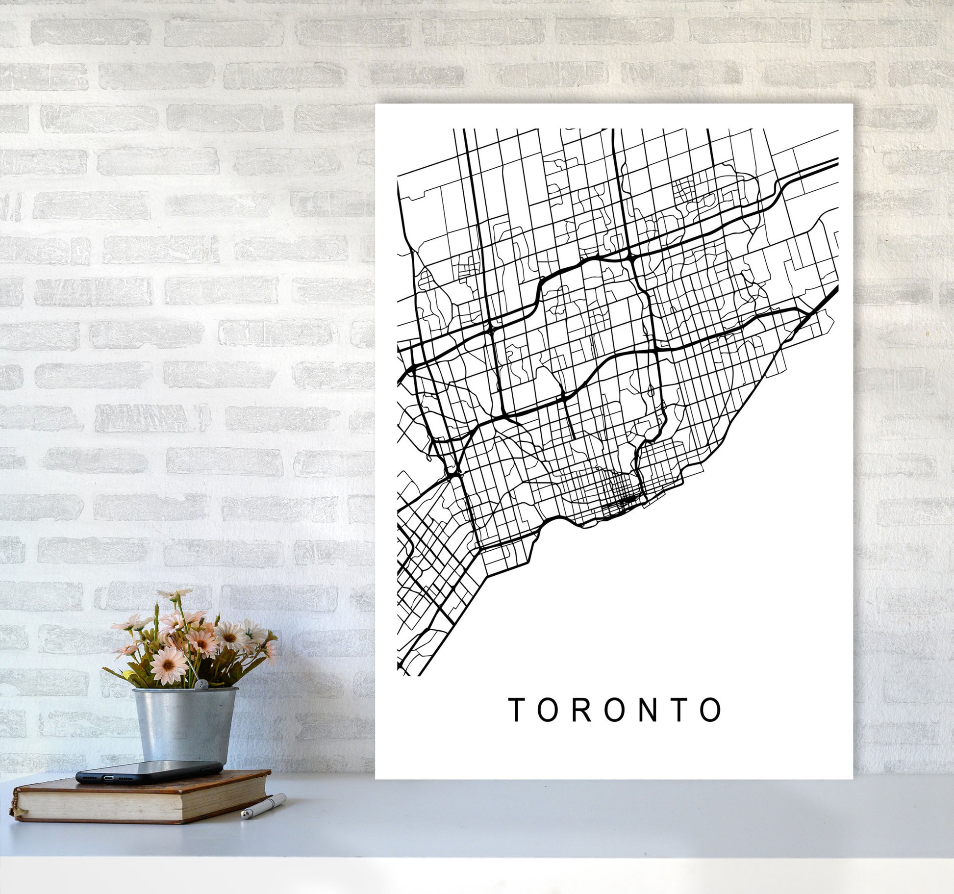 Toronto Map Art Print by Pixy Paper A1 Black Frame