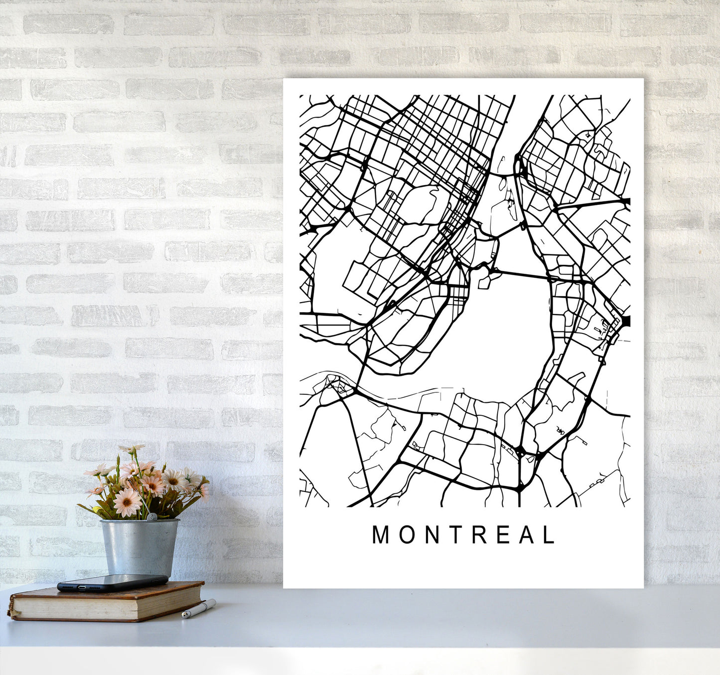 Montreal Map Art Print by Pixy Paper A1 Black Frame