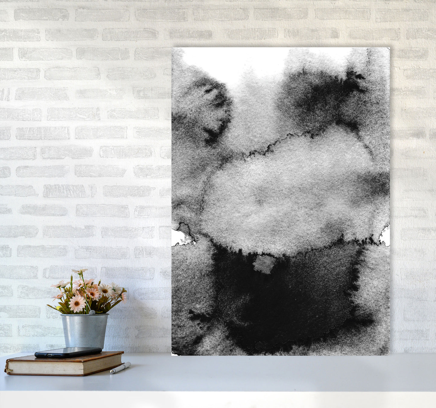Majestic Monochrome Watercolour 14 Art Print by Pixy Paper A1 Black Frame