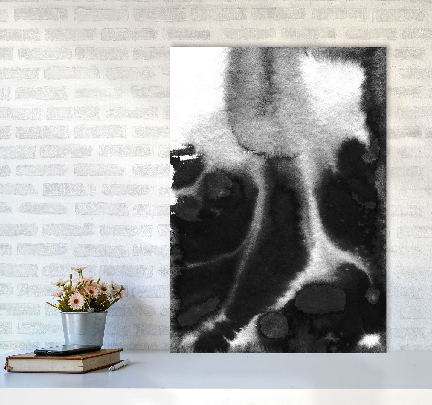 Majestic Monochrome Watercolour 20 Art Print by Pixy Paper A1 Black Frame
