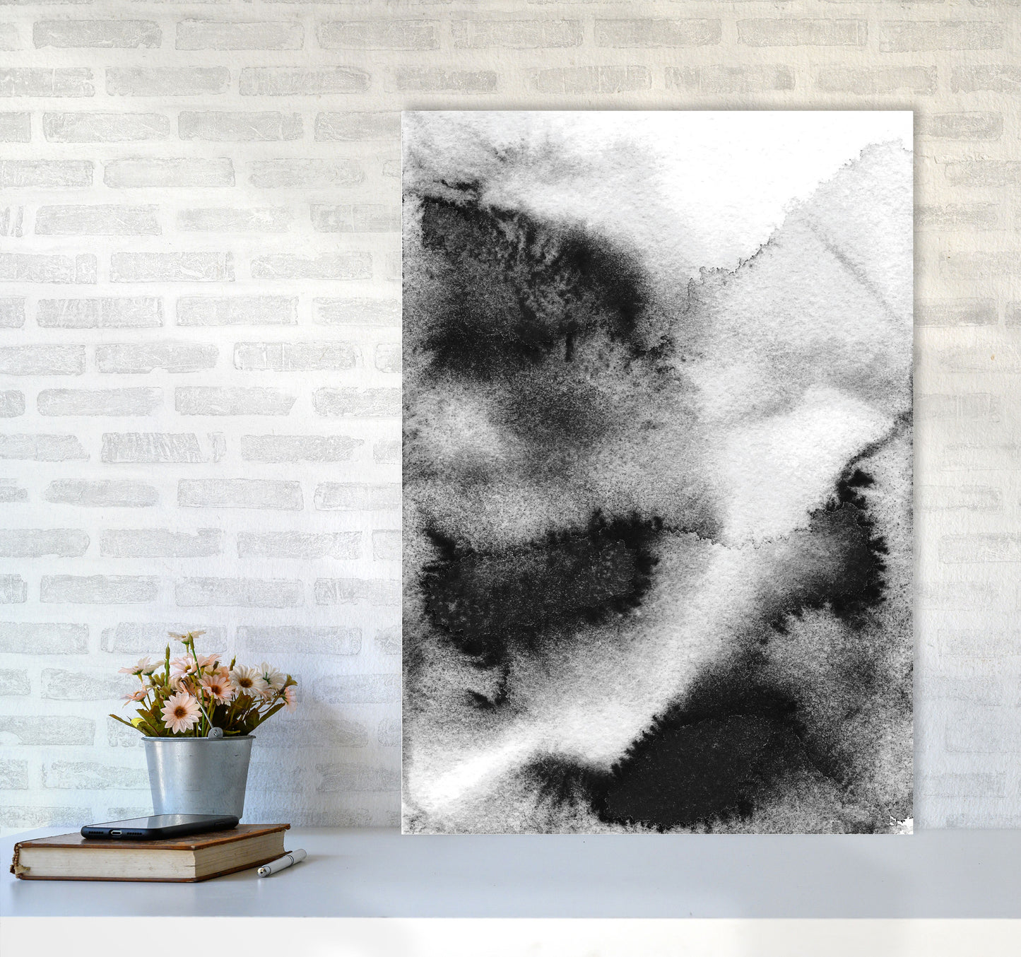 Majestic Monochrome Watercolour 03 Art Print by Pixy Paper A1 Black Frame