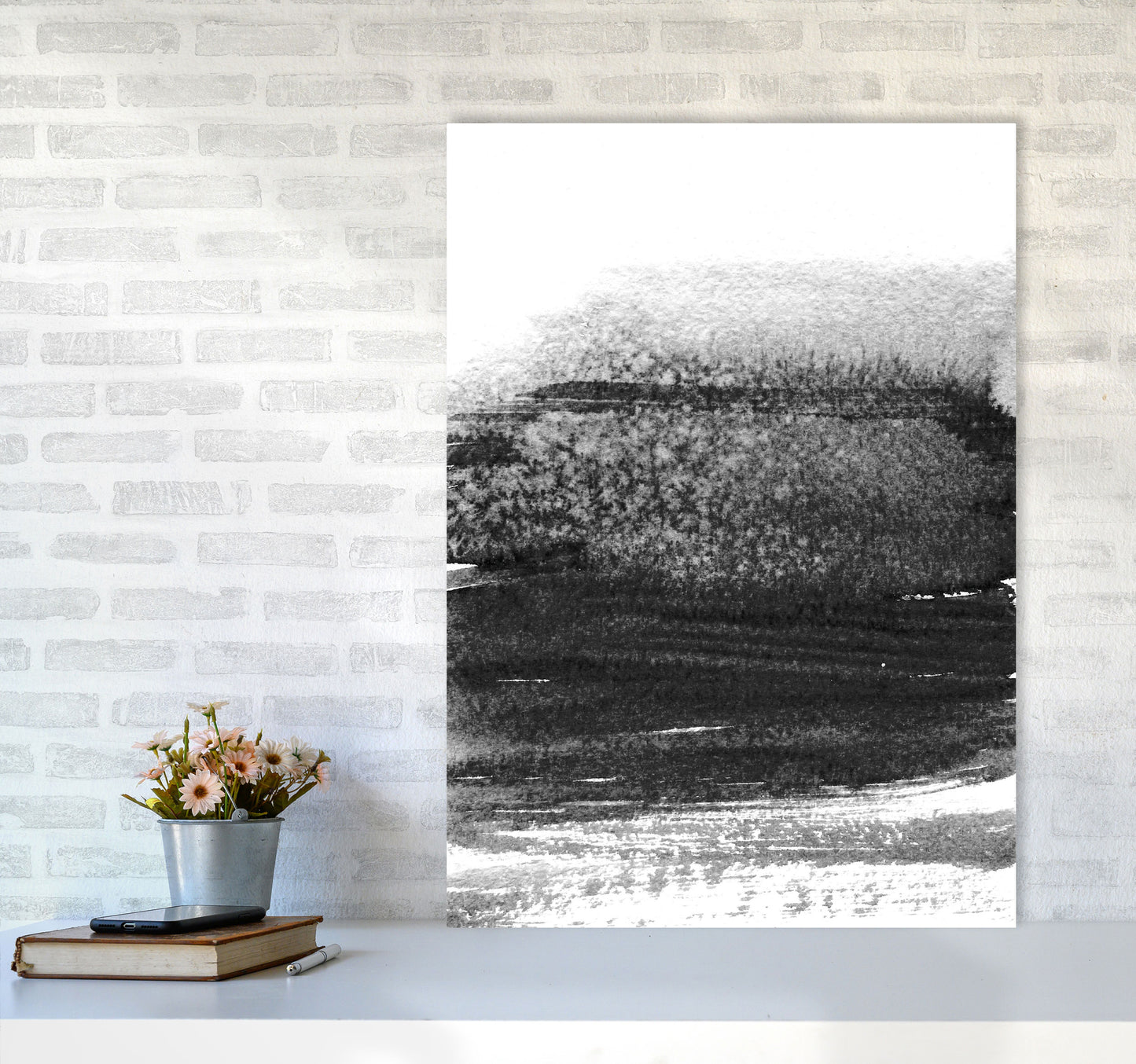 Majestic Monochrome Watercolour 01 Art Print by Pixy Paper A1 Black Frame