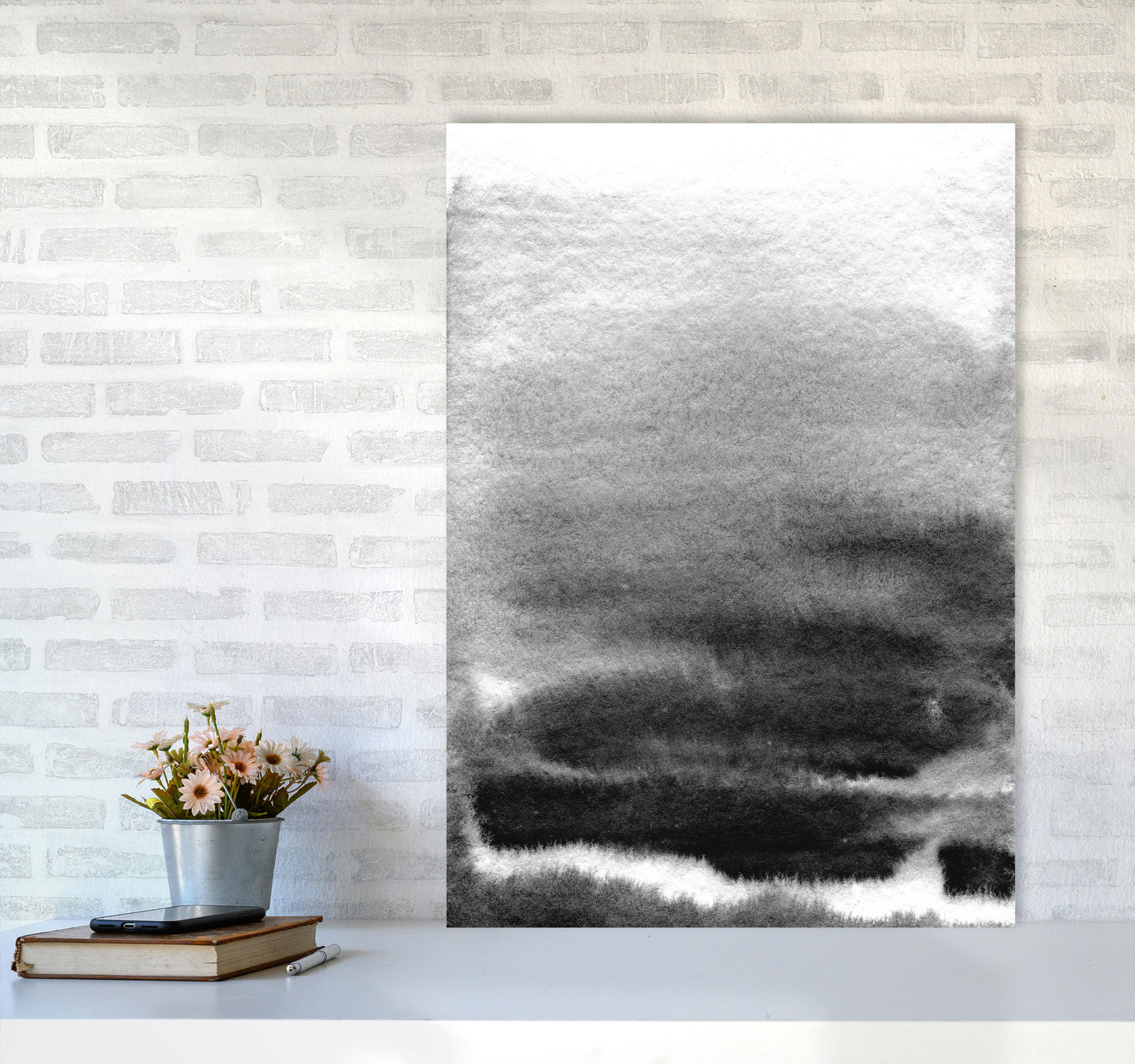 Majestic Monochrome Watercolour 02 Art Print by Pixy Paper A1 Black Frame