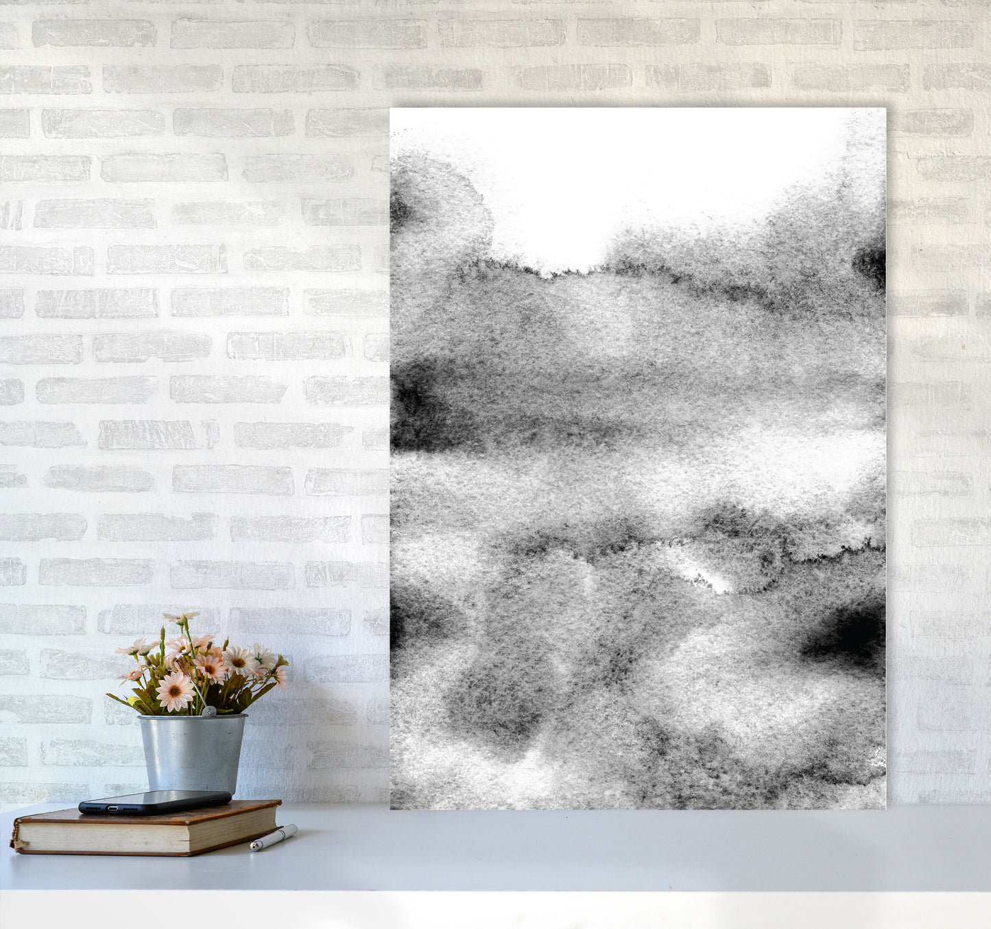 Majestic Monochrome Watercolour 04 Art Print by Pixy Paper A1 Black Frame