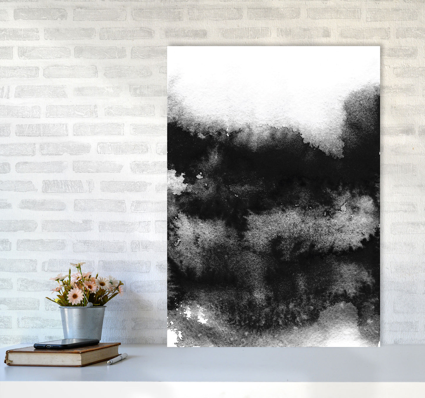 Majestic Monochrome Watercolour 05 Art Print by Pixy Paper A1 Black Frame