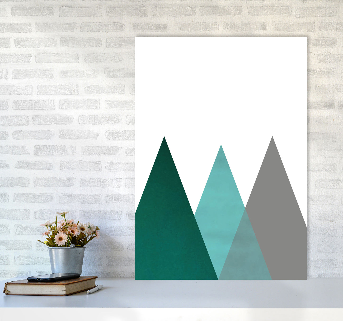 Mountains emerald Art Print by Pixy Paper A1 Black Frame