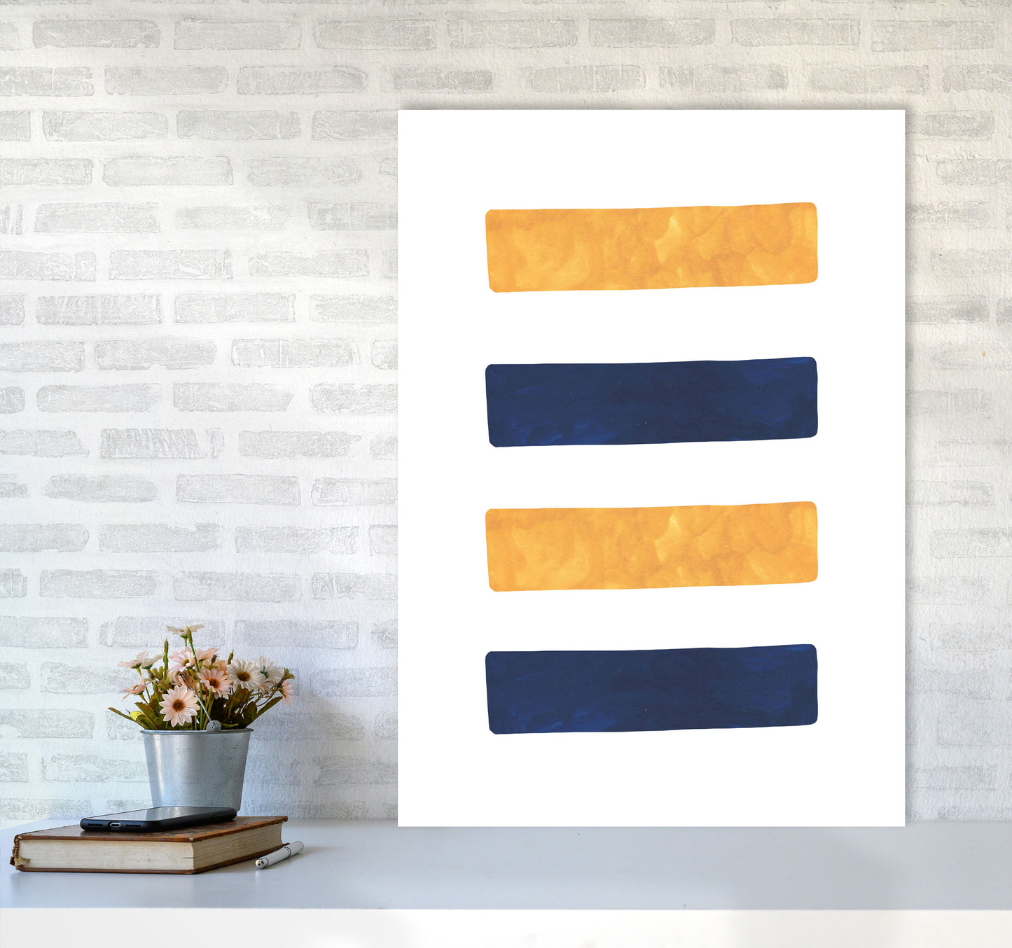 Horizon Abstract Lines Art Print by Pixy Paper A1 Black Frame