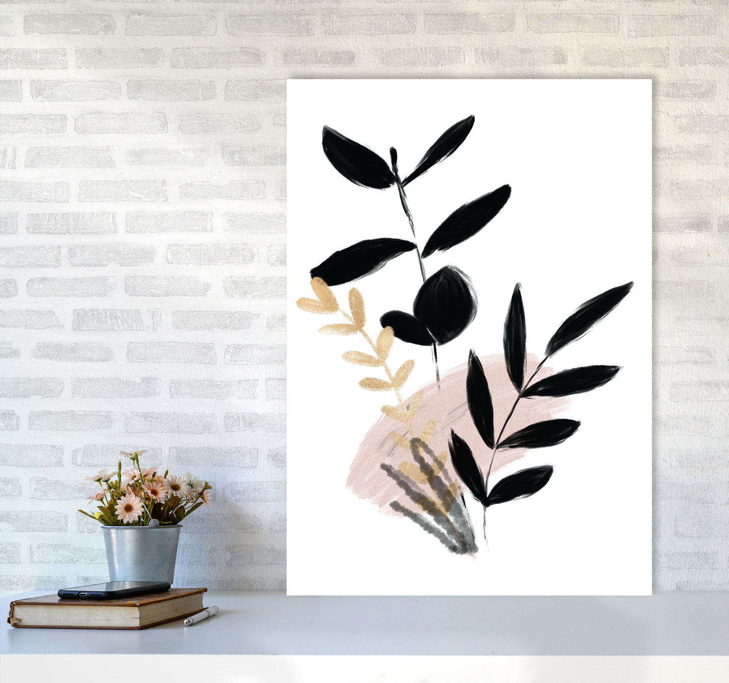 Delicate Floral 01 Art Print by Pixy Paper A1 Black Frame