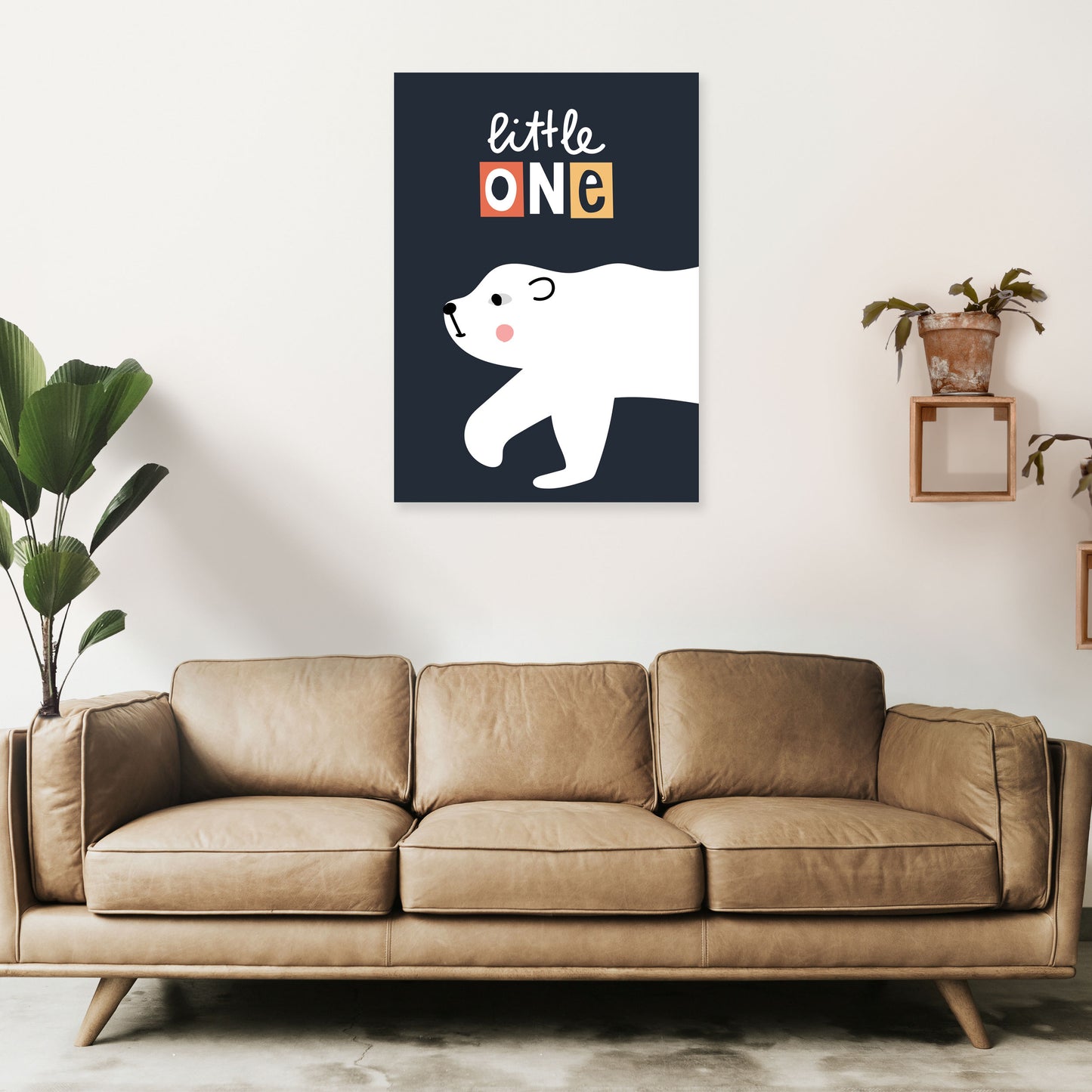 Little one polar bear Art Print by Pixy Paper A1 Black Frame