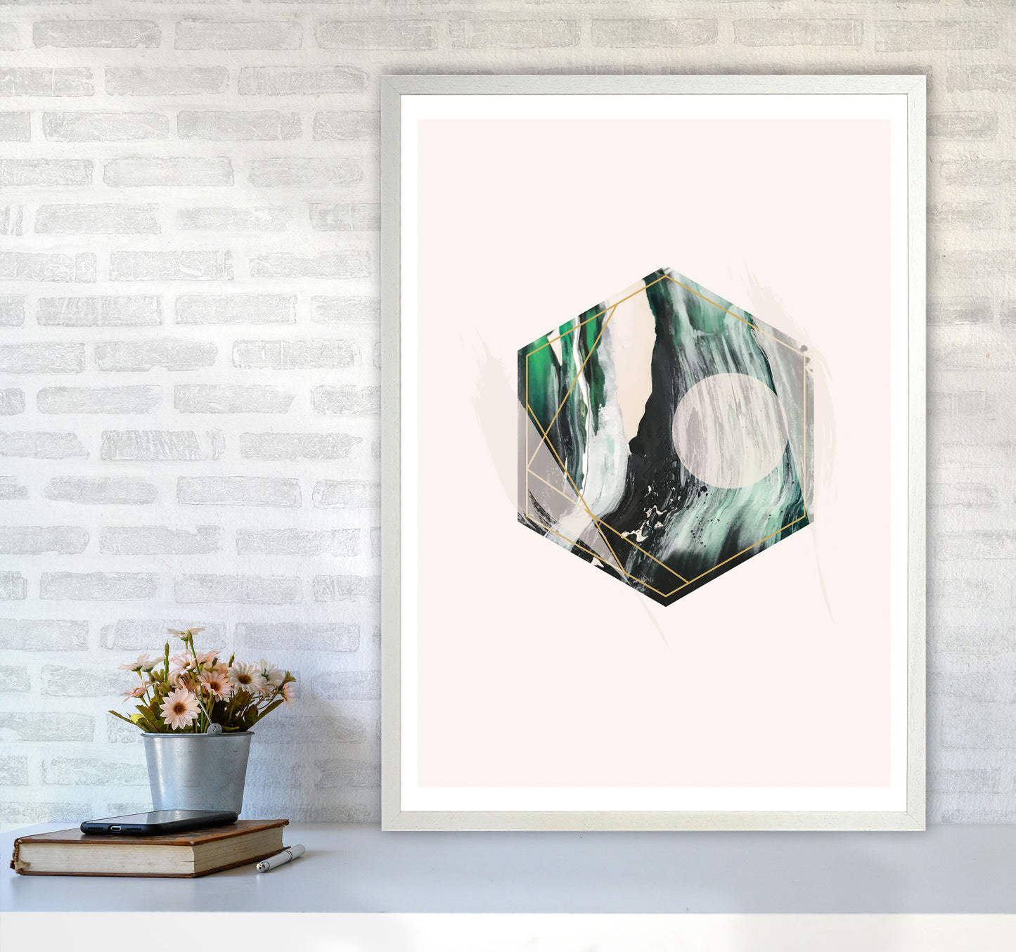 Random Geo Styles 1 Modern Print A1 Oak Frame