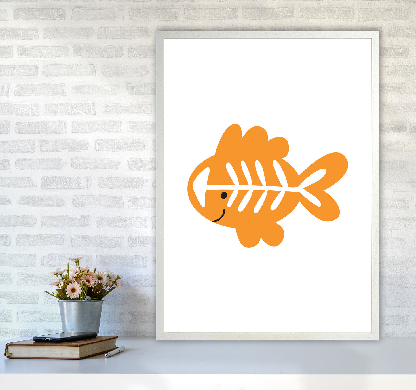 Children's Animals, X-Ray Fish Modern Print A1 Oak Frame
