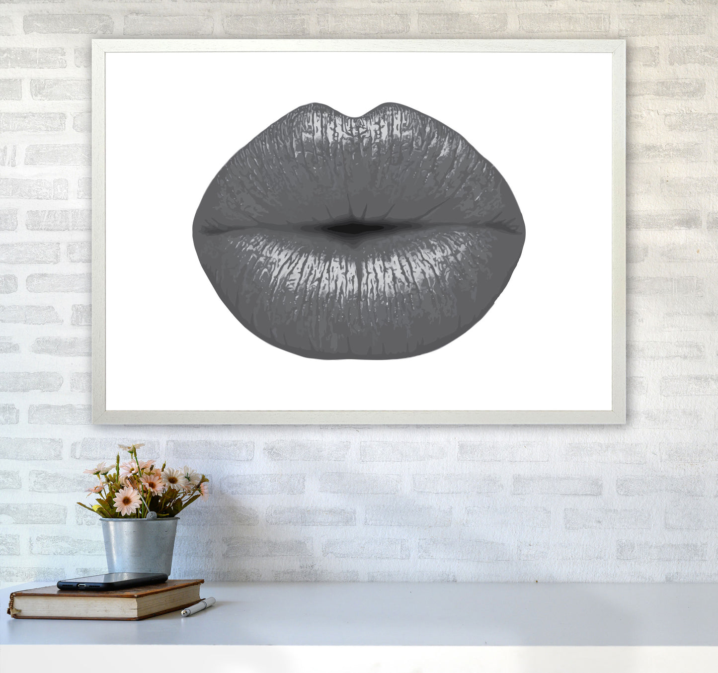Lips Modern Print A1 Oak Frame