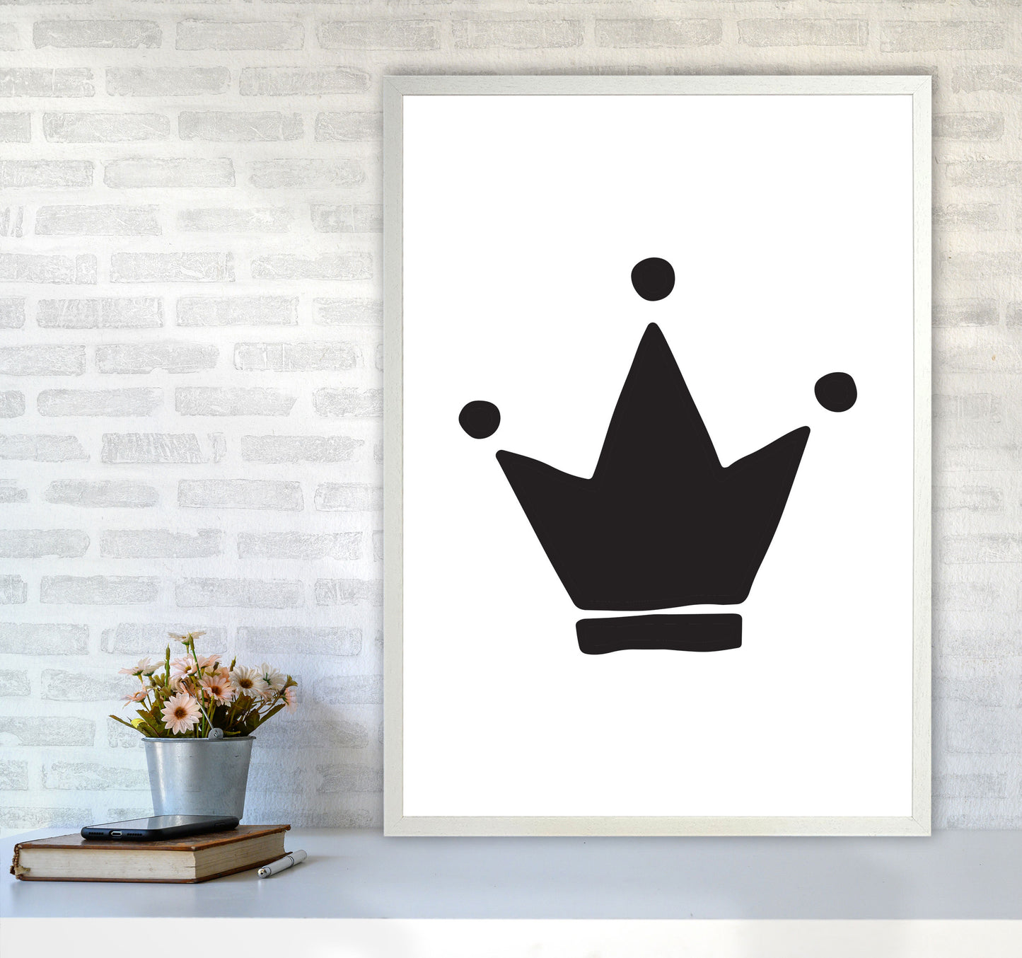 Black Crown Modern Print A1 Oak Frame