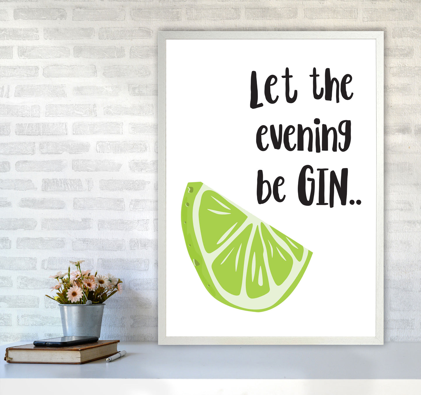 Let The Evening BeGIN Modern Print, Framed Kitchen Wall Art A1 Oak Frame