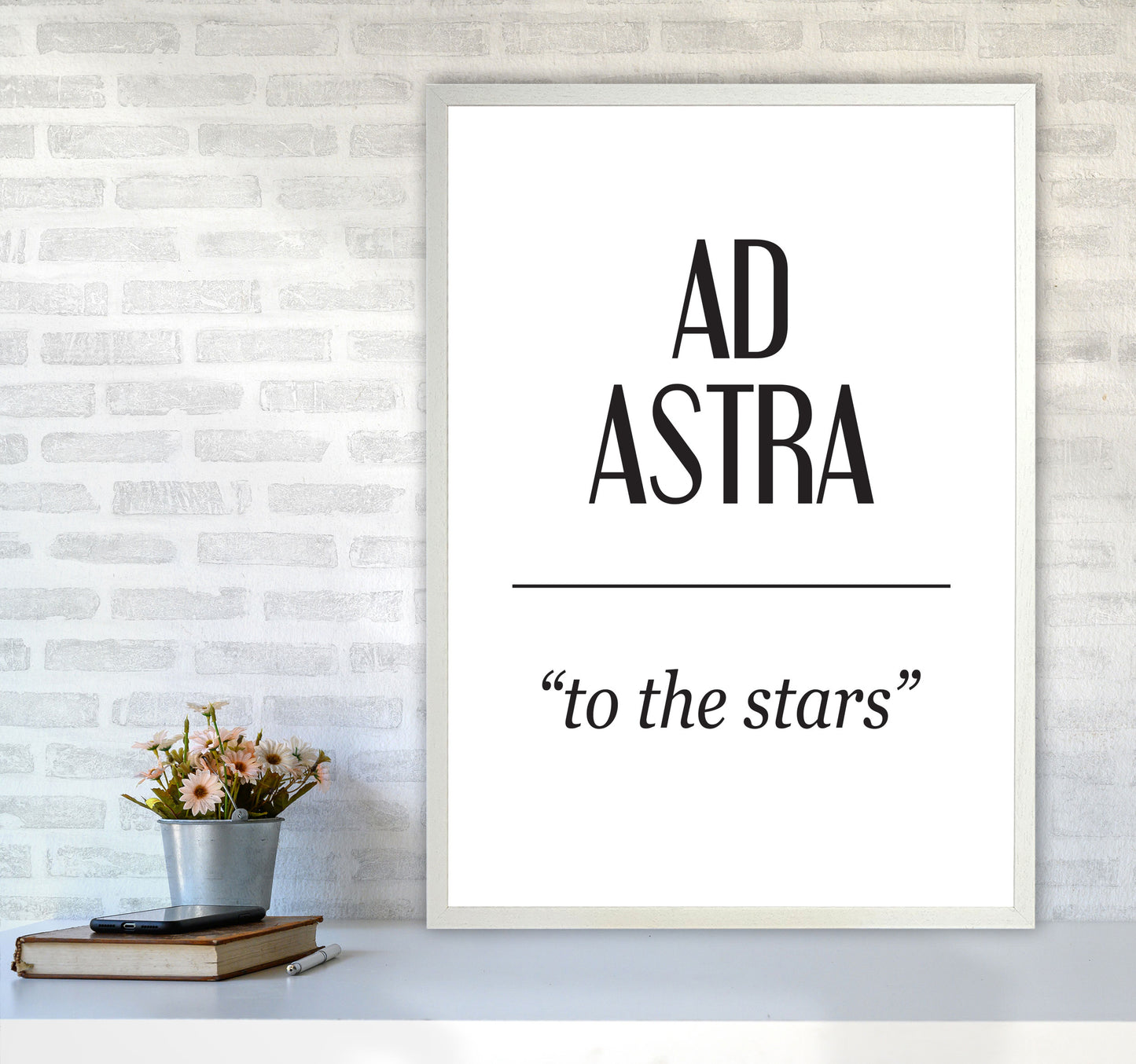 Ad Astra Framed Typography Wall Art Print A1 Oak Frame