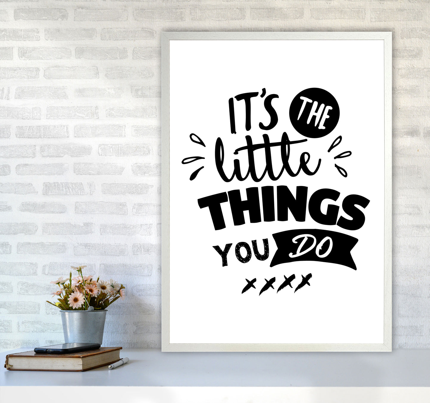 It's The Little Things You Do Framed Typography Wall Art Print A1 Oak Frame