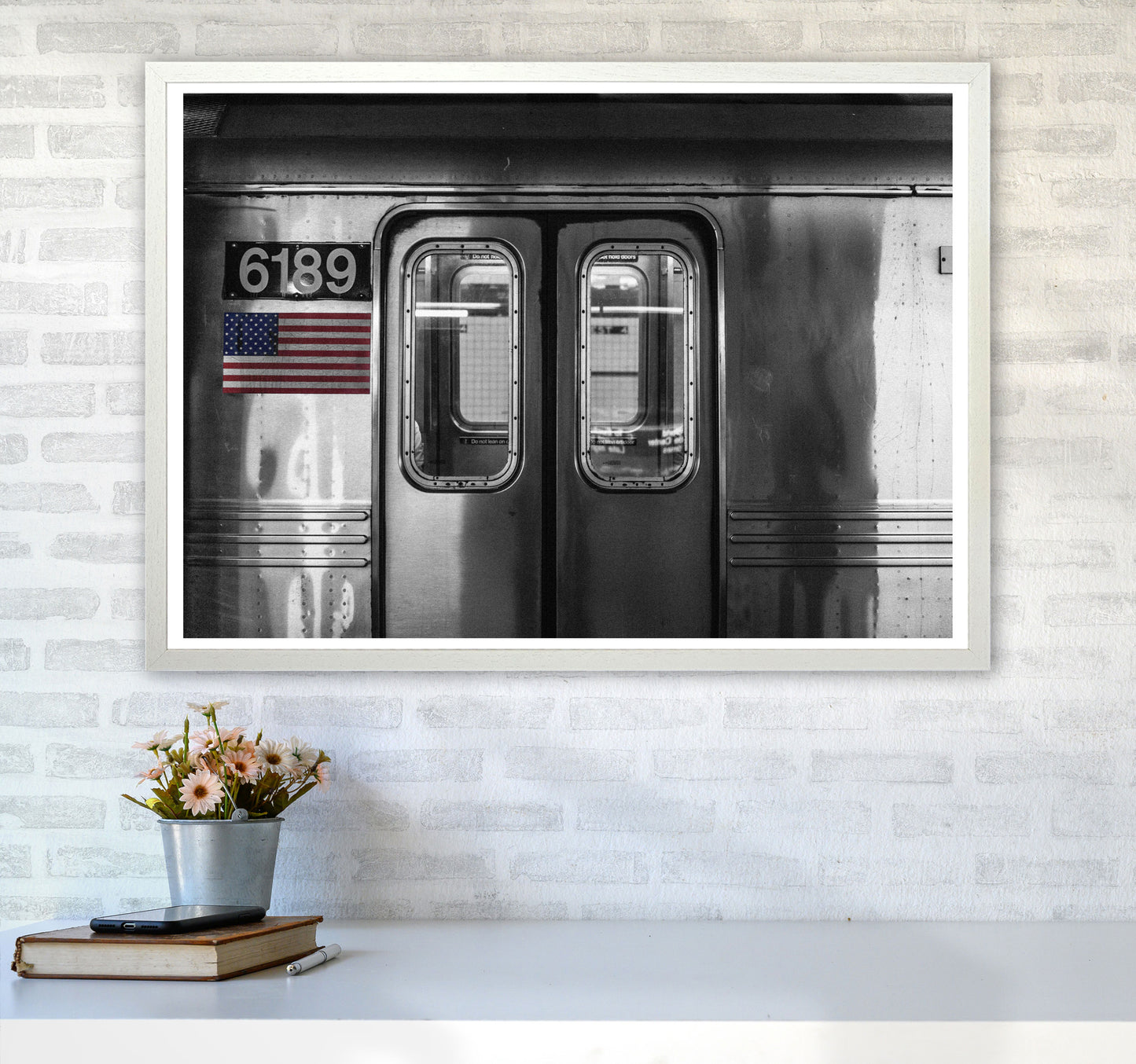 Vintage USA Subway Modern Print A1 Oak Frame