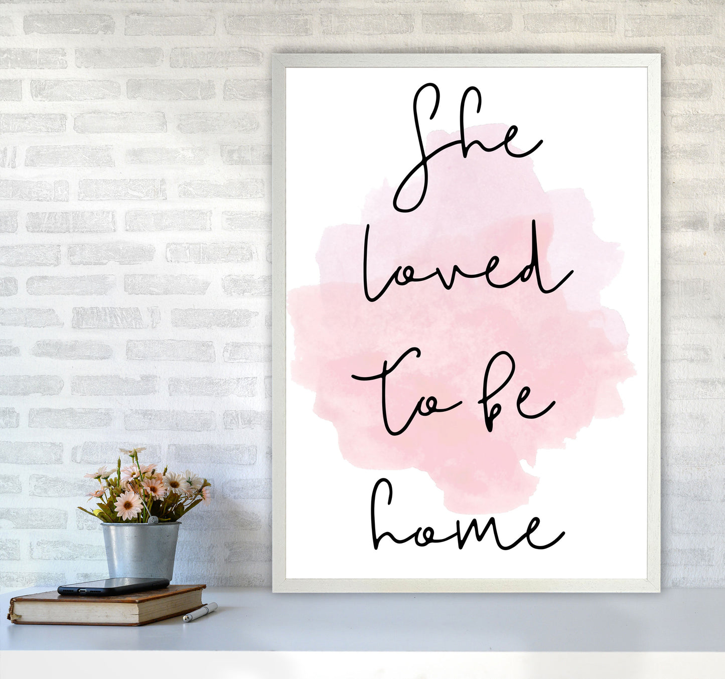 She Loved To Be HomeLink Watercolour Modern Print A1 Oak Frame