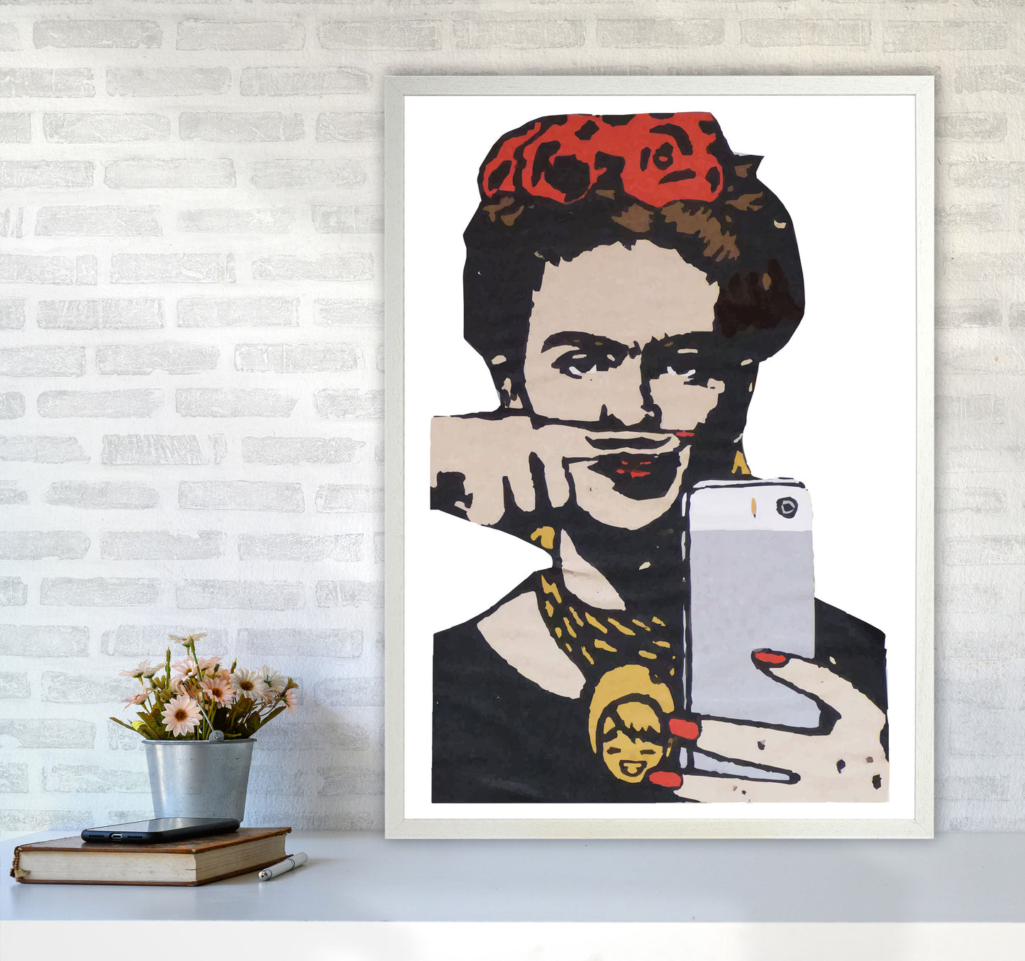 Urban Frida Kahlo Modern Print A1 Oak Frame