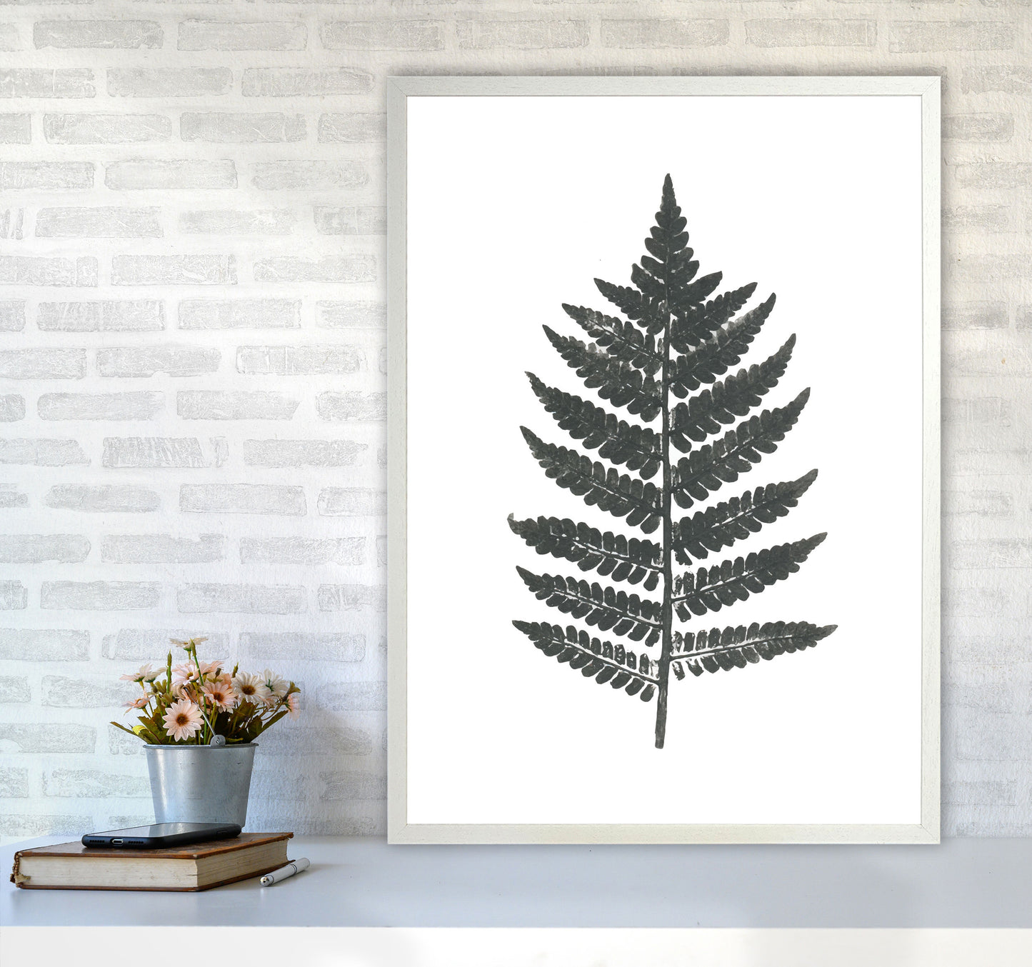 Vintage Fern Modern Print, Framed Botanical & Nature Art Print A1 Oak Frame