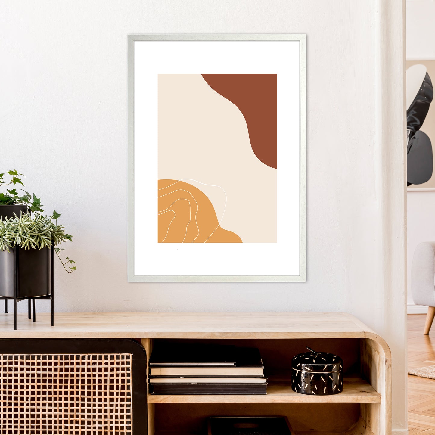 Mica Sand Abstract N27 Art Print by Pixy Paper A1 Oak Frame