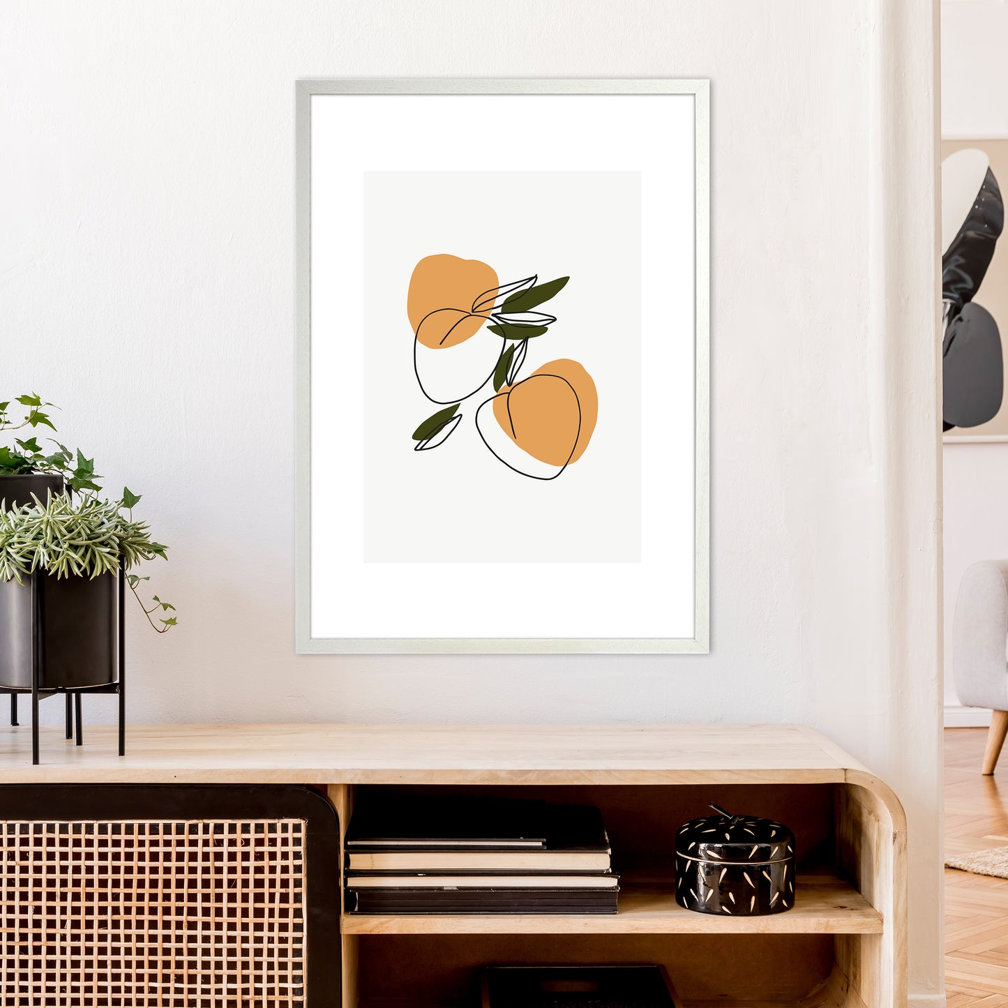 Mica Apricots N3 Art Print by Pixy Paper A1 Oak Frame