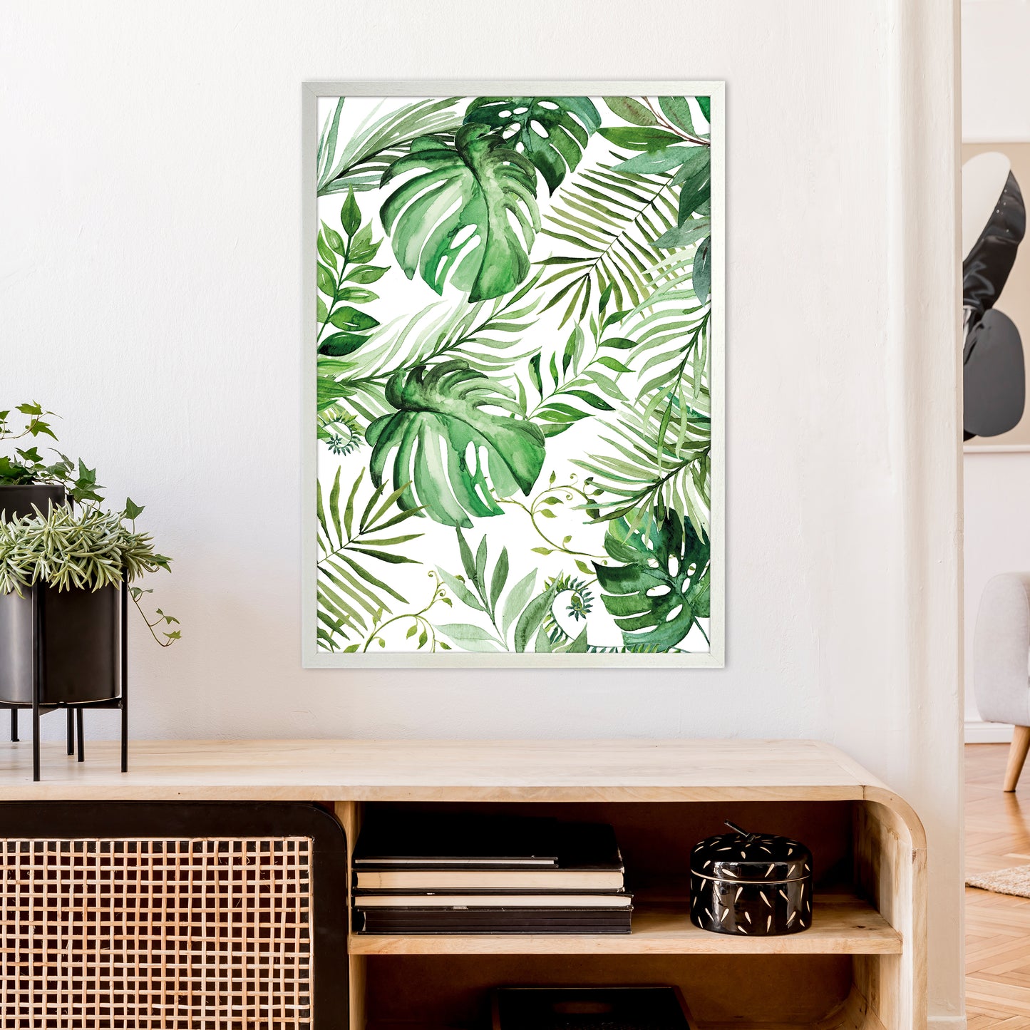 Full Page Leaves Exotic Art Print by Pixy Paper A1 Oak Frame