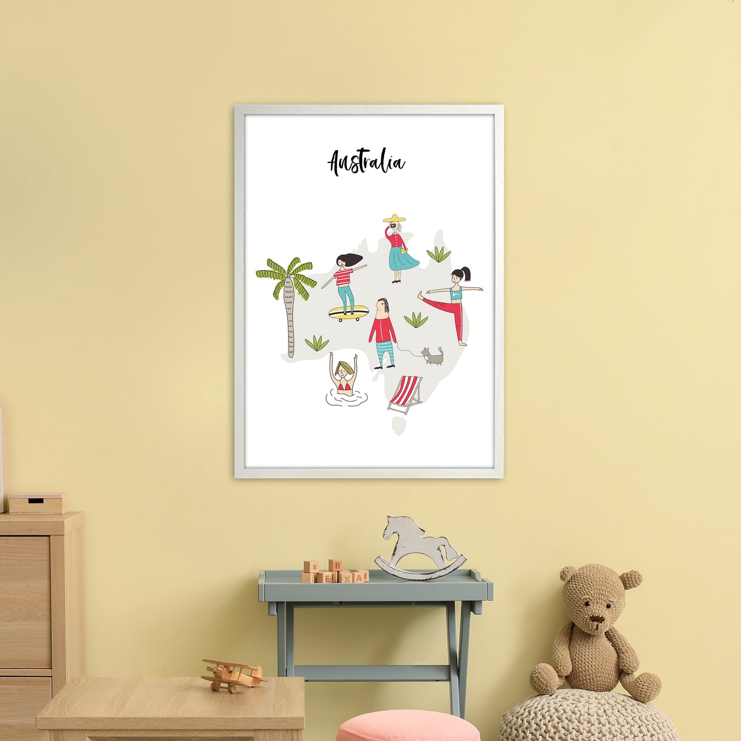 Australia Map Art Print by Pixy Paper A1 Oak Frame