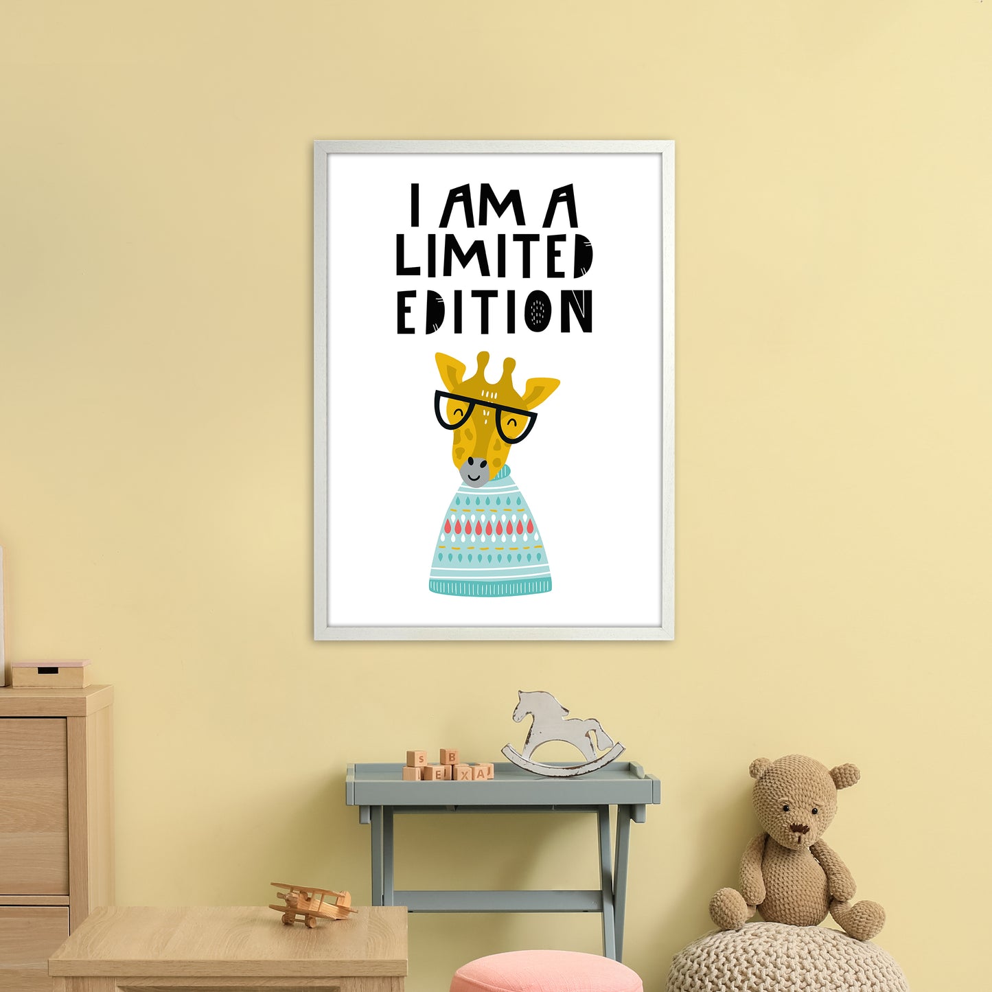 I Am Limited Edition Animal Pop Art Print by Pixy Paper A1 Oak Frame