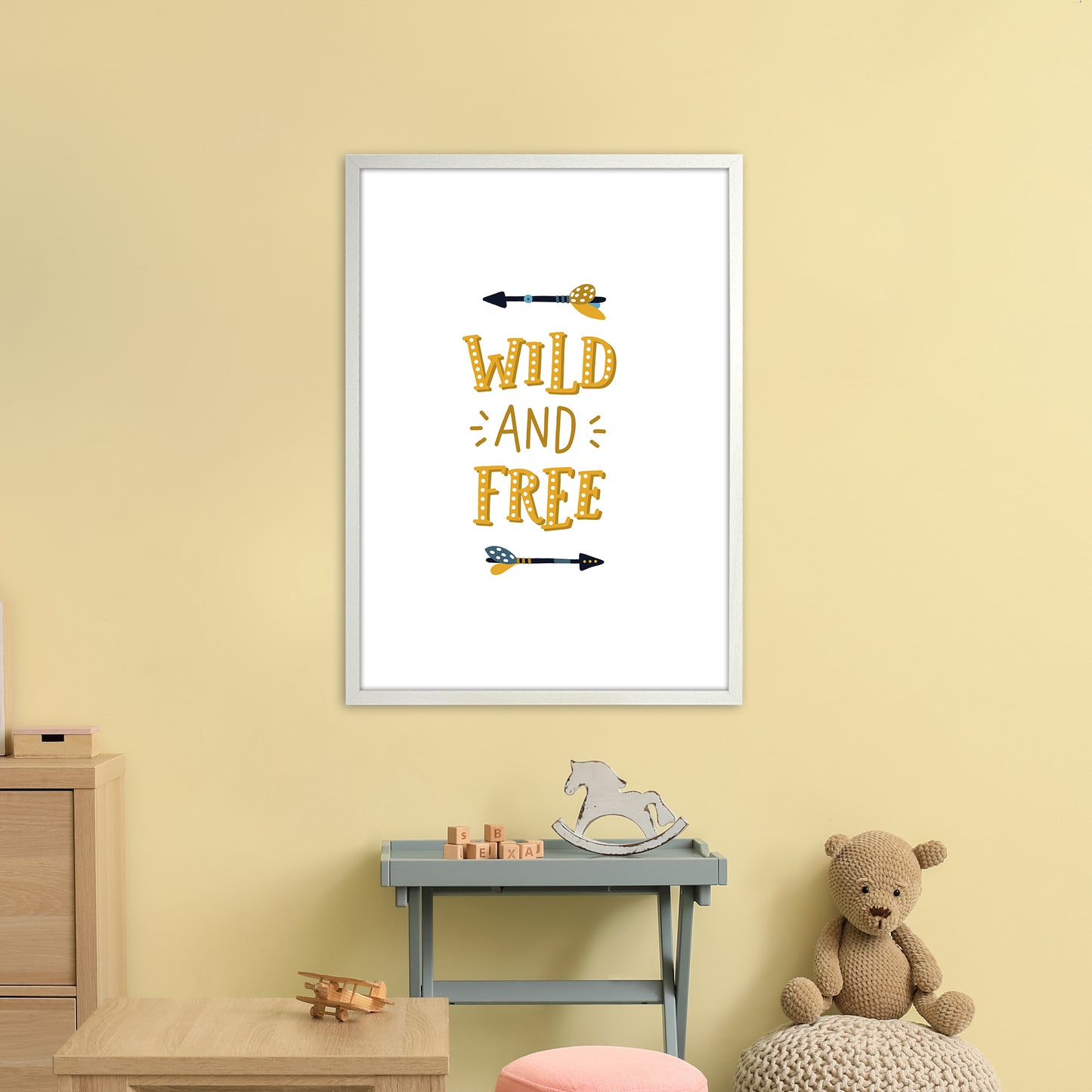 Little Explorer Wild And Free Art Print by Pixy Paper A1 Oak Frame