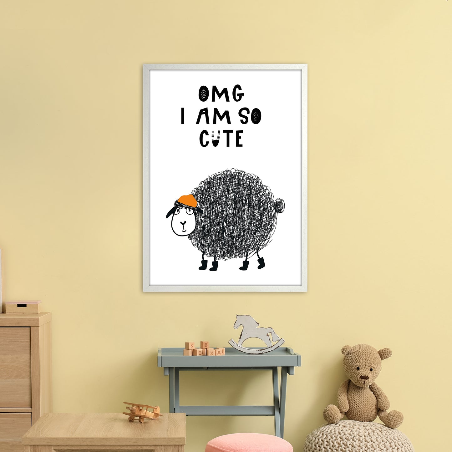 Omg I Am So Cute Animal Pop Art Print by Pixy Paper A1 Oak Frame
