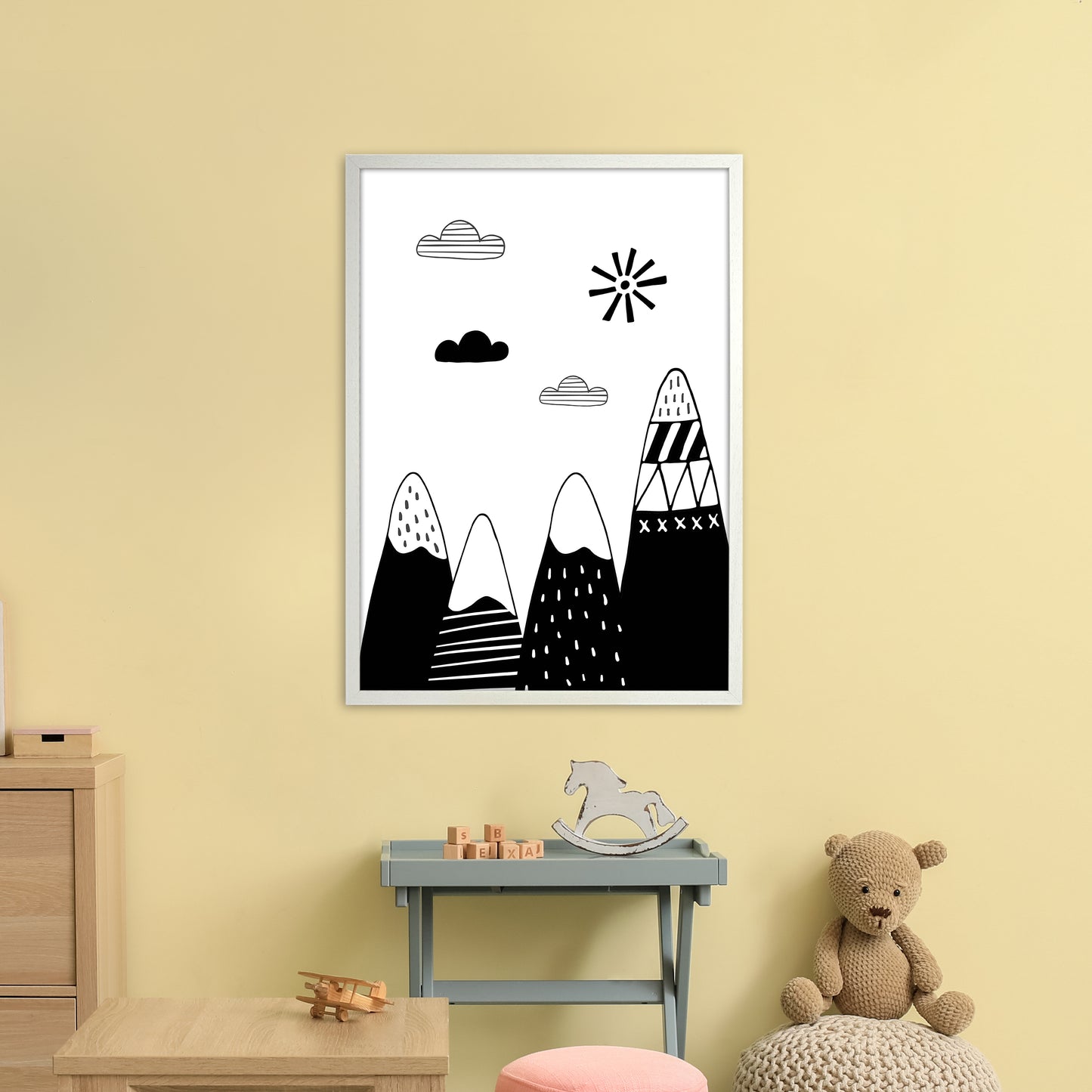 Scandinavian Mountains Art Print by Pixy Paper A1 Oak Frame