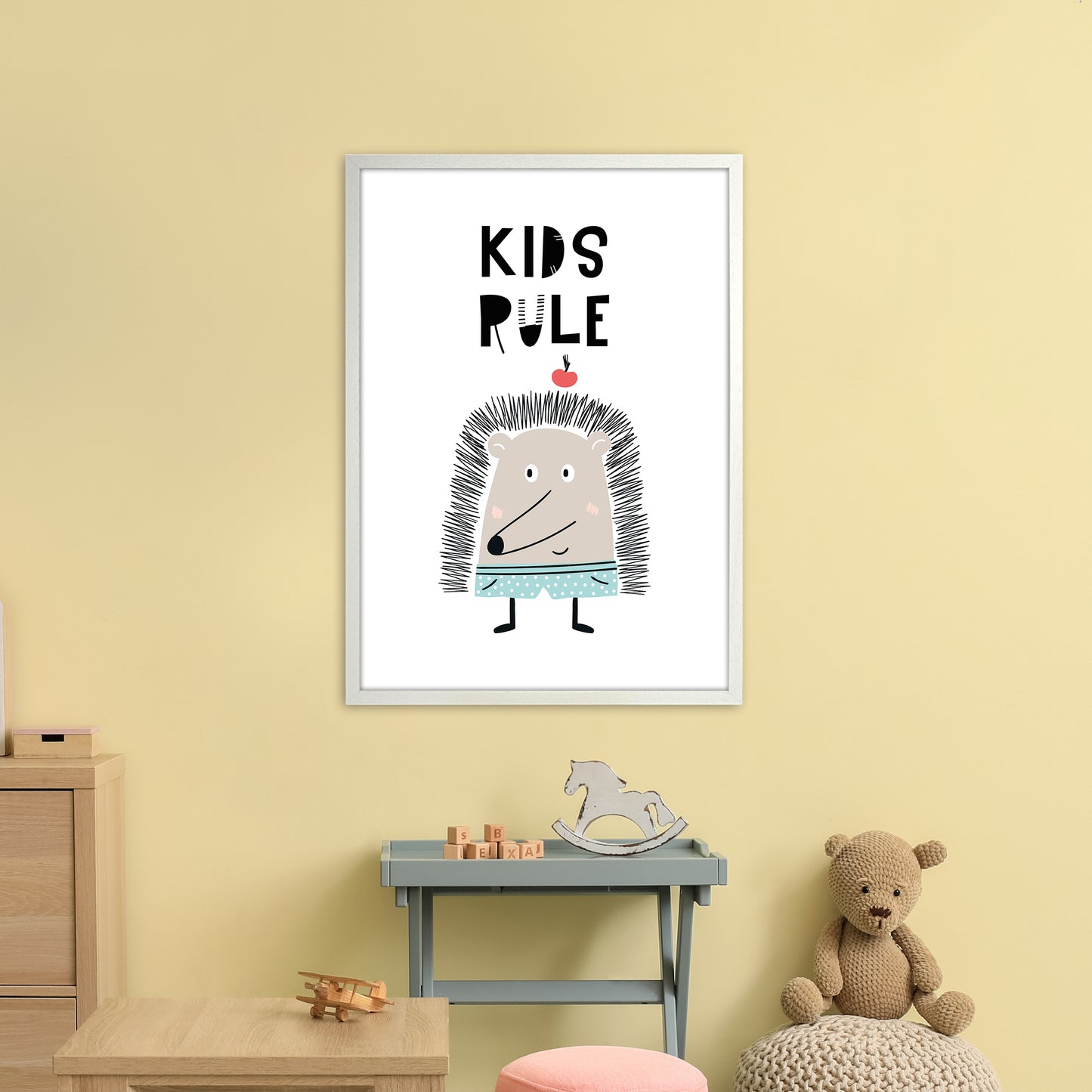 Kids Rule Animal Pop Art Print by Pixy Paper A1 Oak Frame