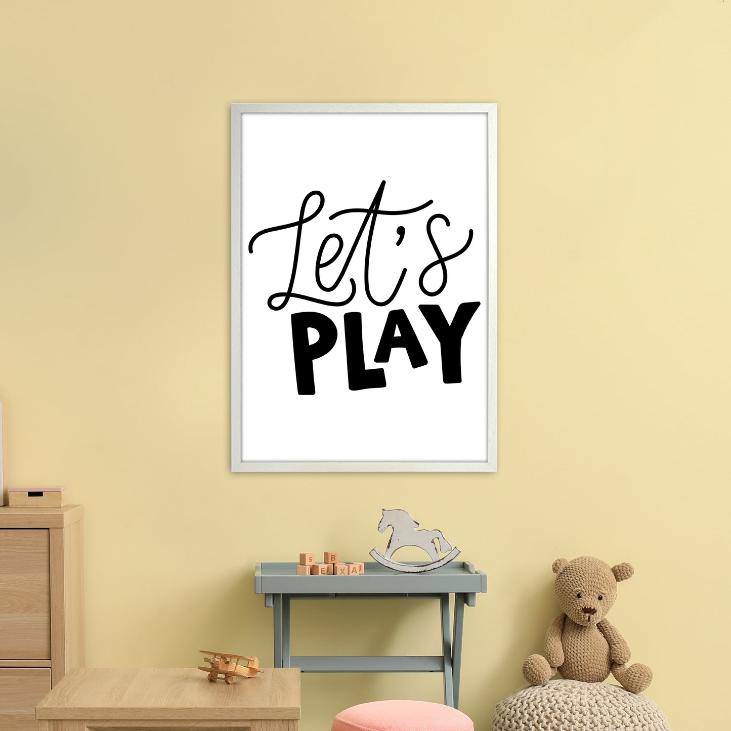 Let'S Play Black Art Print by Pixy Paper A1 Oak Frame