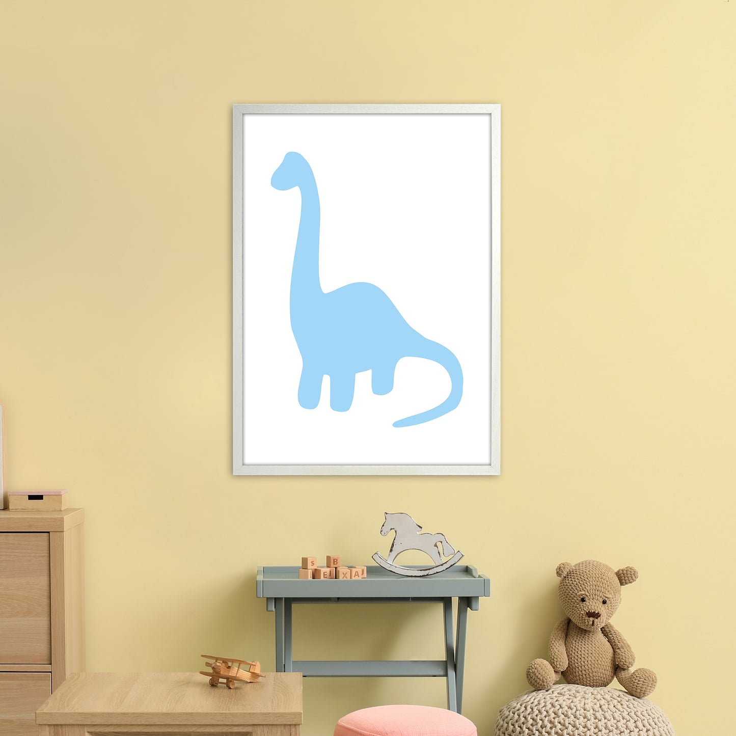 Brach Light Blue Art Print by Pixy Paper A1 Oak Frame