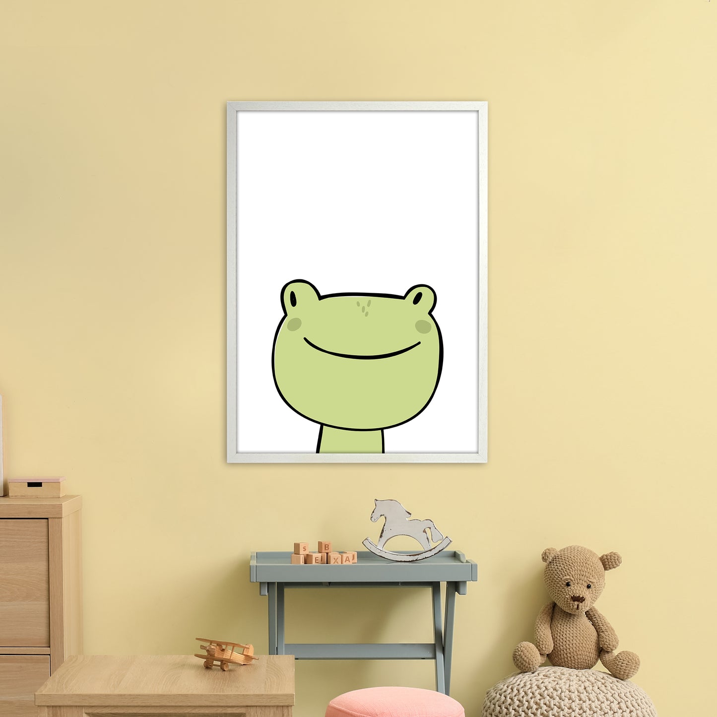 Frog Art Print by Pixy Paper A1 Oak Frame