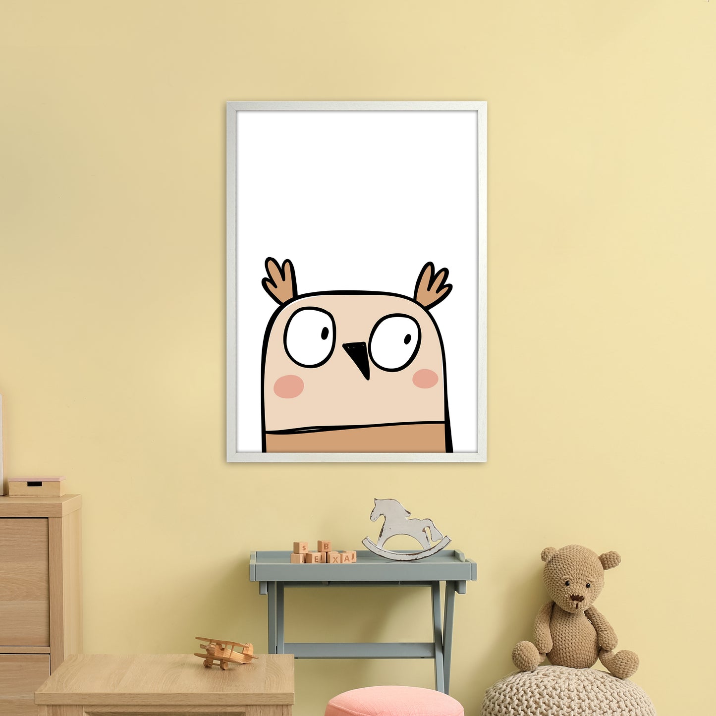 Owl Art Print by Pixy Paper A1 Oak Frame