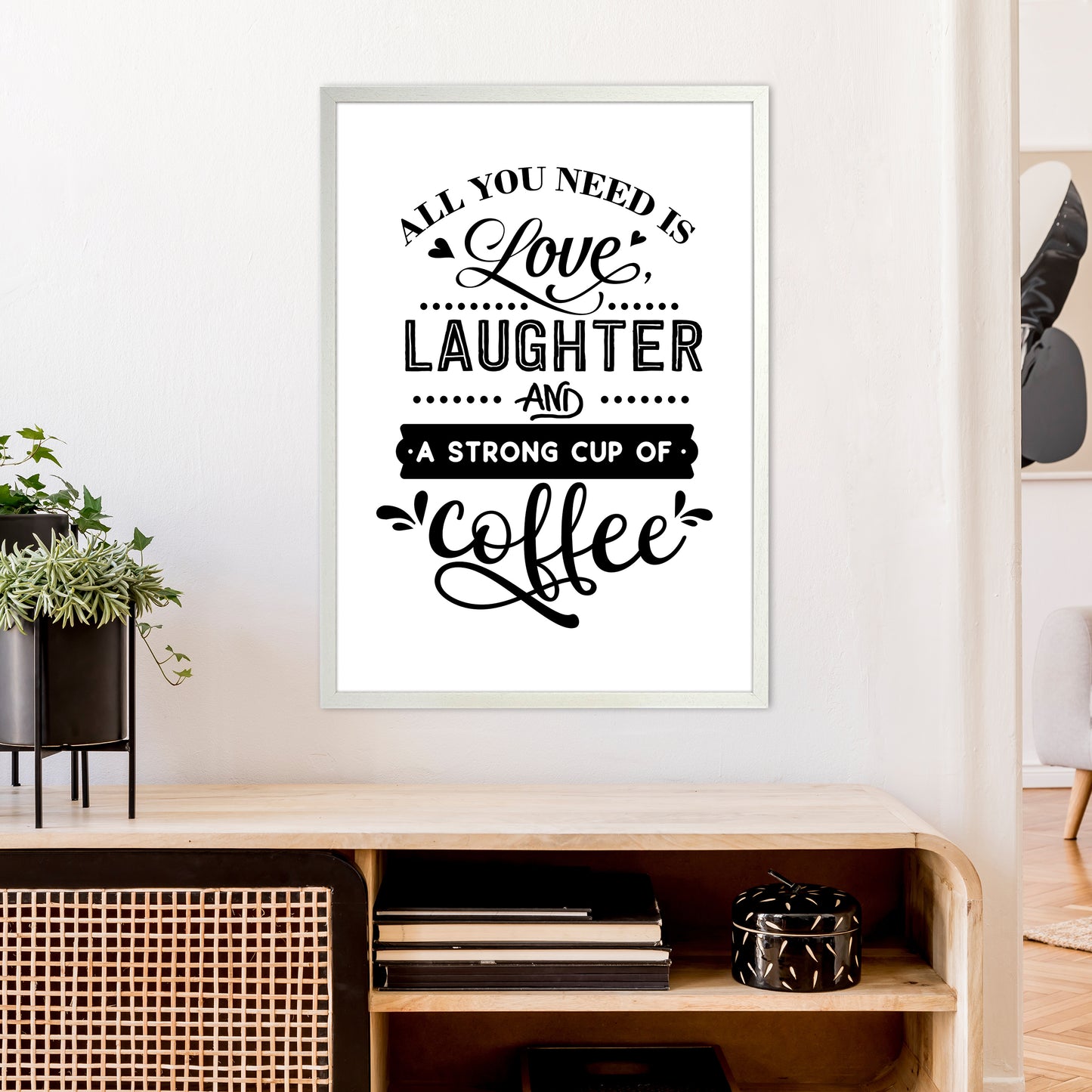 All You Need Is Love And Coffee Art Print by Pixy Paper A1 Oak Frame