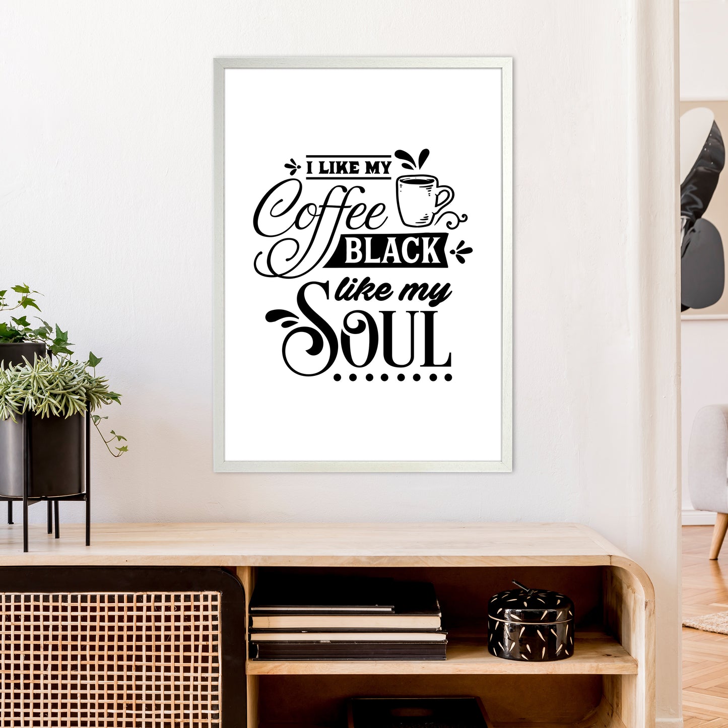Coffee Black Like My Soul Art Print by Pixy Paper A1 Oak Frame