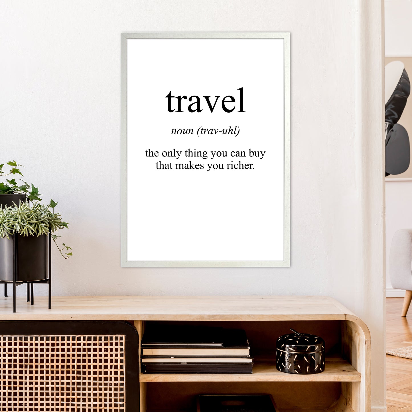 Travel Meaning Art Print by Pixy Paper A1 Oak Frame