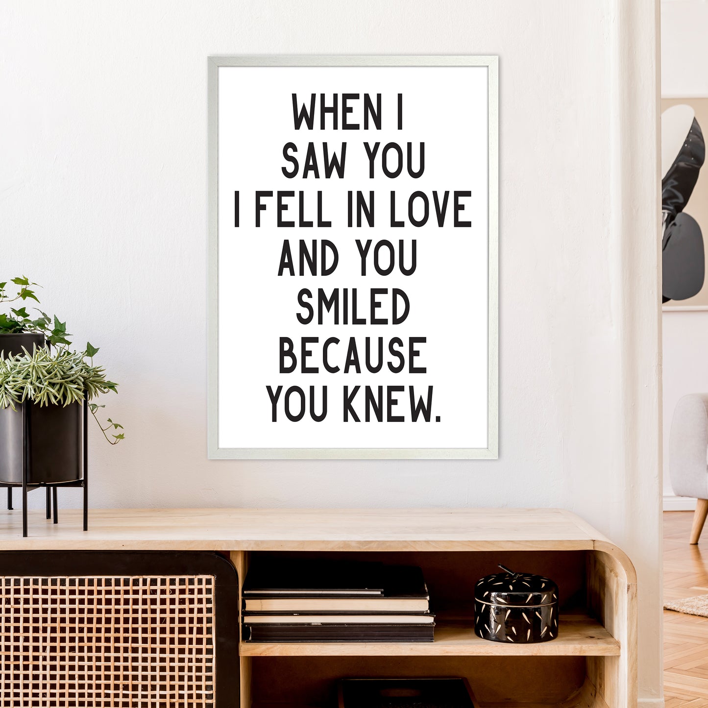 When I Saw You I Fell In Love Art Print by Pixy Paper A1 Oak Frame