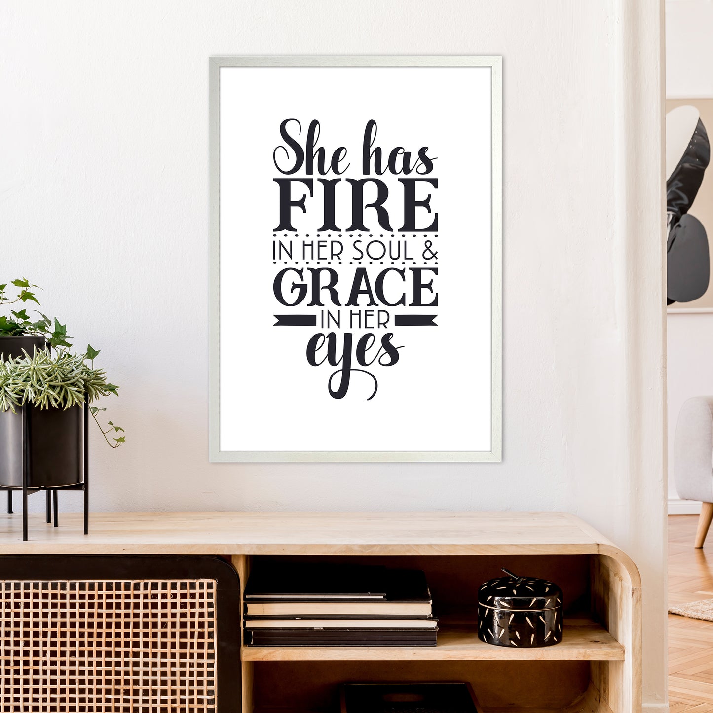 She Has Fire In Her Soul Art Print by Pixy Paper A1 Oak Frame
