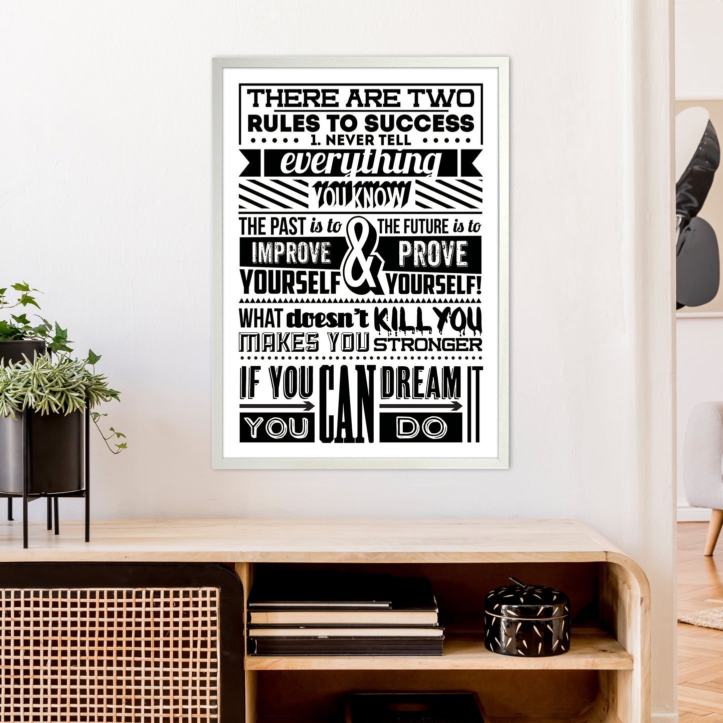 Rules To Success Vintage Art Print by Pixy Paper A1 Oak Frame